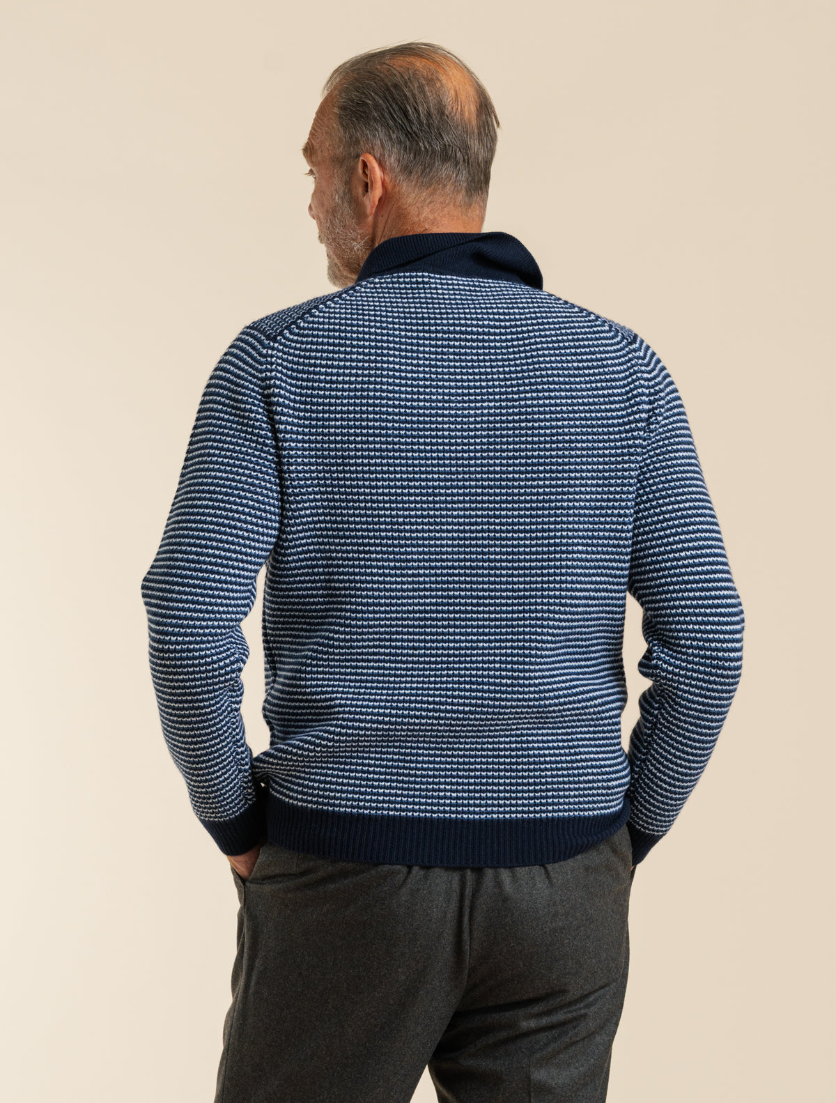 Heavy Knitted Wool Cashmere Polo Knit Navy