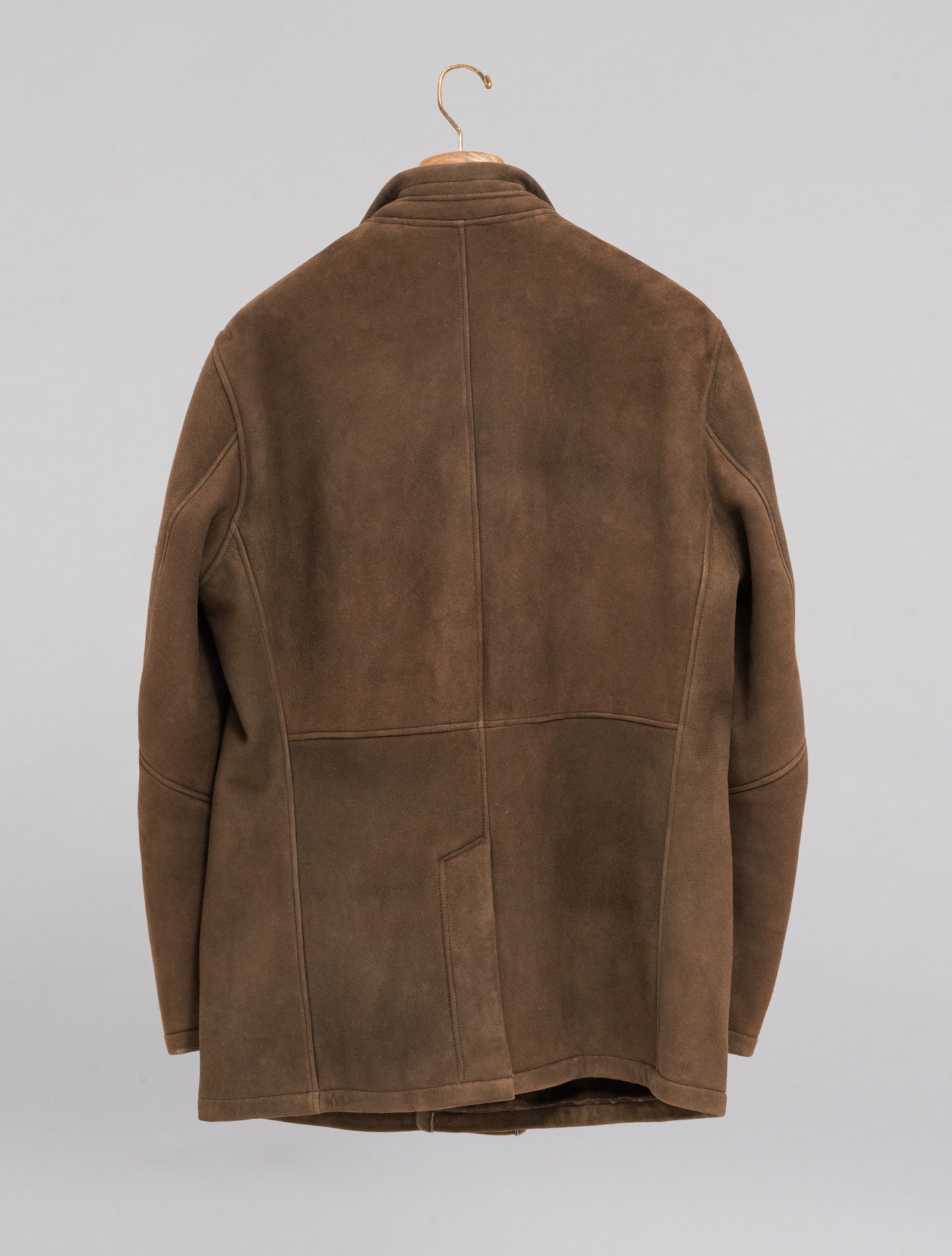 Double Breasted Shearling Jacket Brown