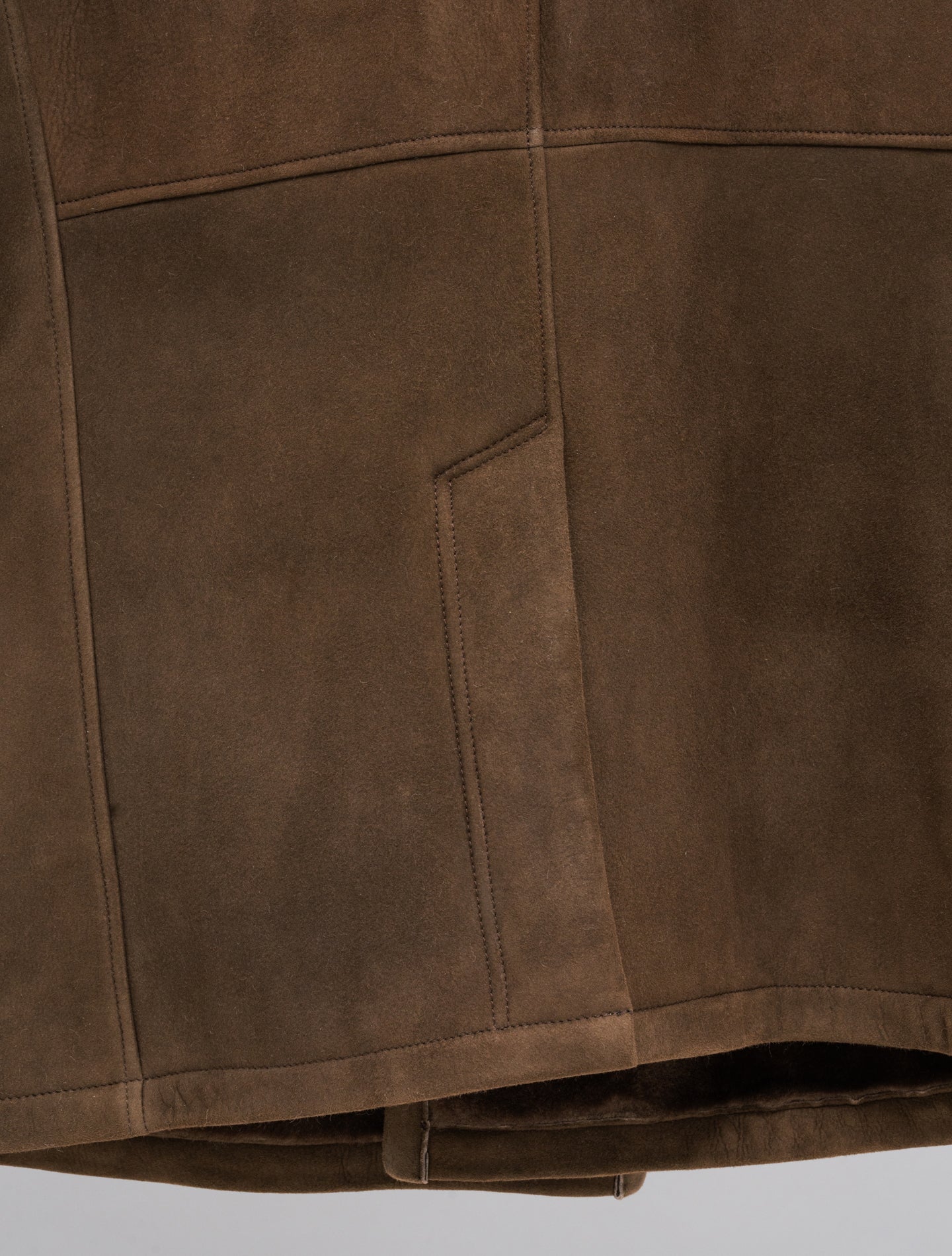 Double Breasted Shearling Jacket Brown