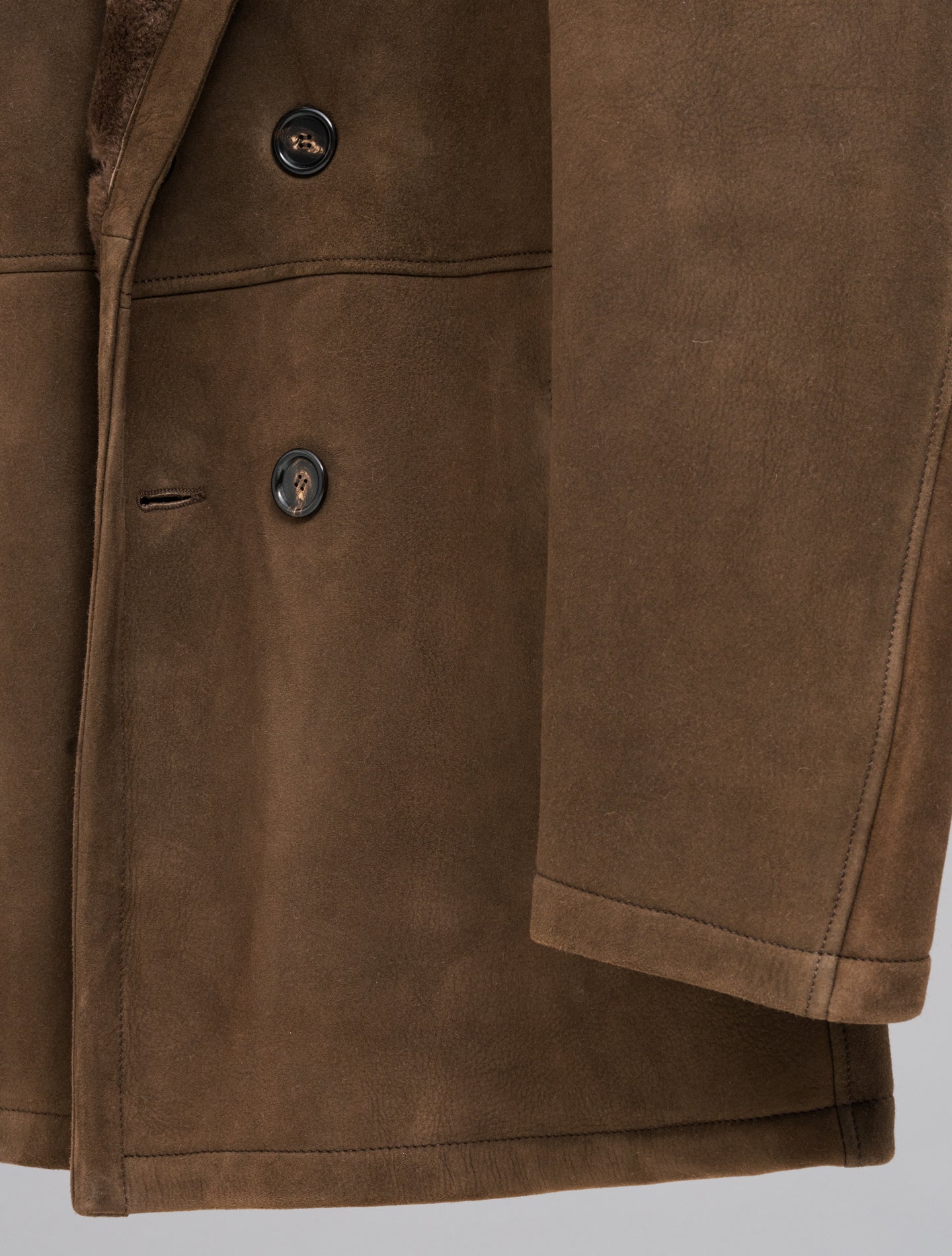 Double Breasted Shearling Jacket Brown
