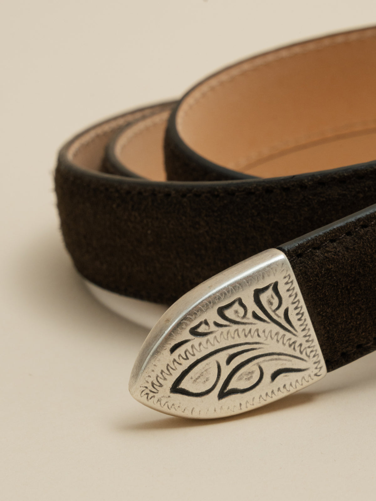 Western Suede Belt Brown
