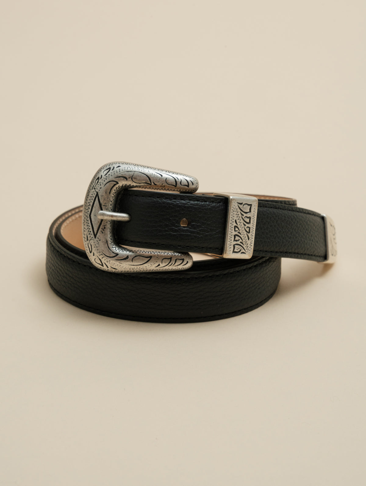 Western Epsom Leather Belt Black