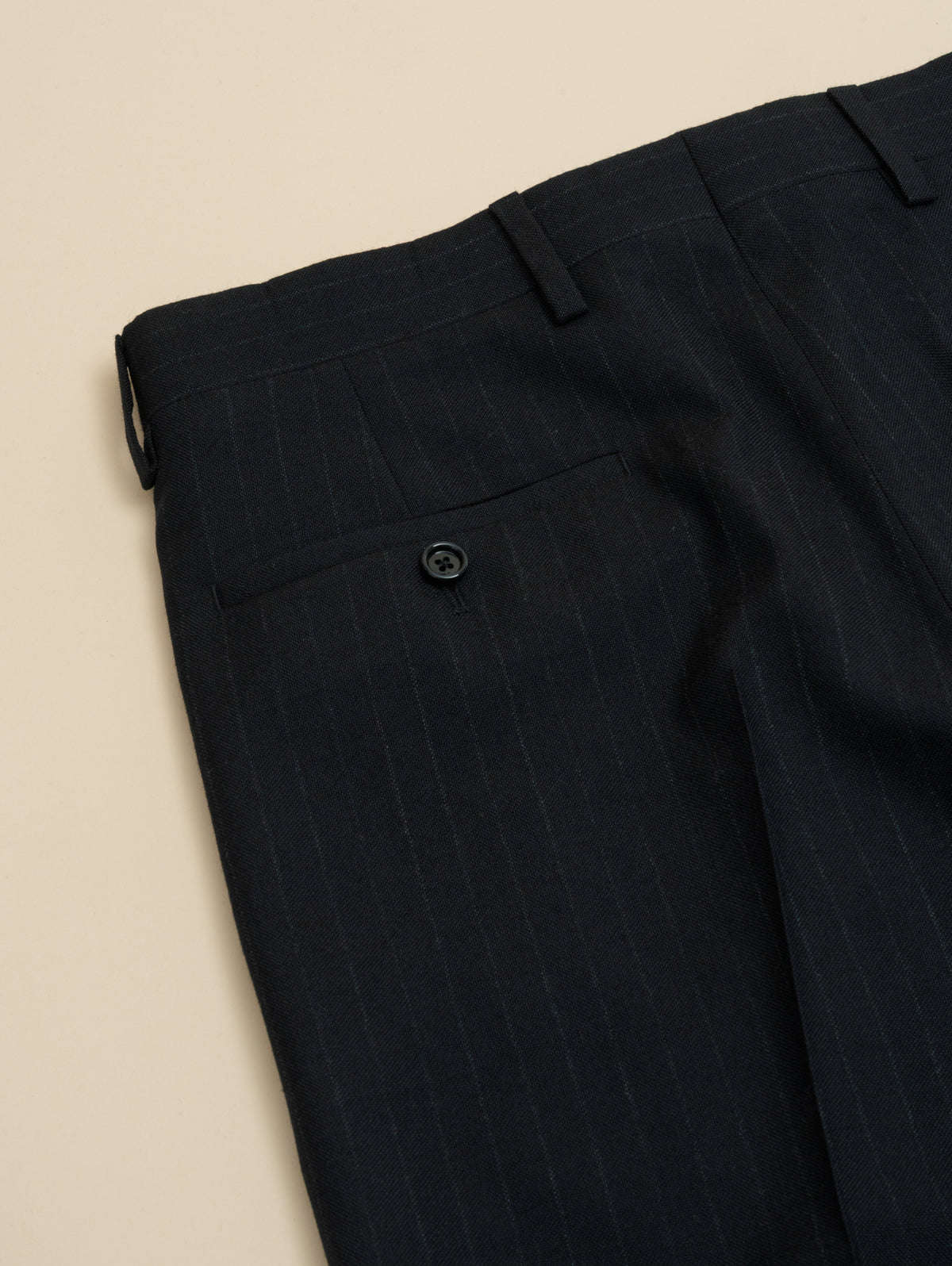 Double Breasted High Twist Wool Suit Dark Navy