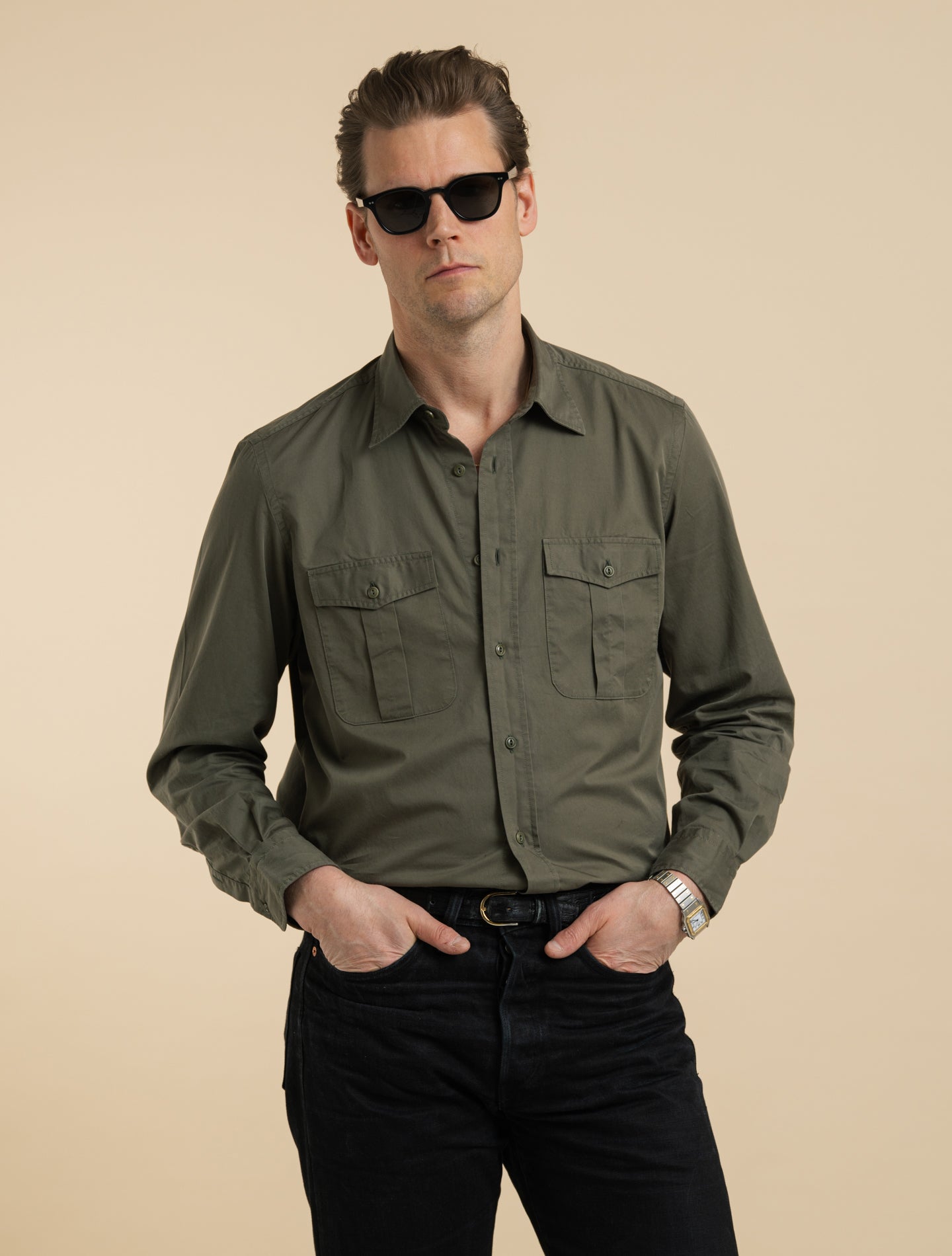 Cotton Twill Utility Shirt Army