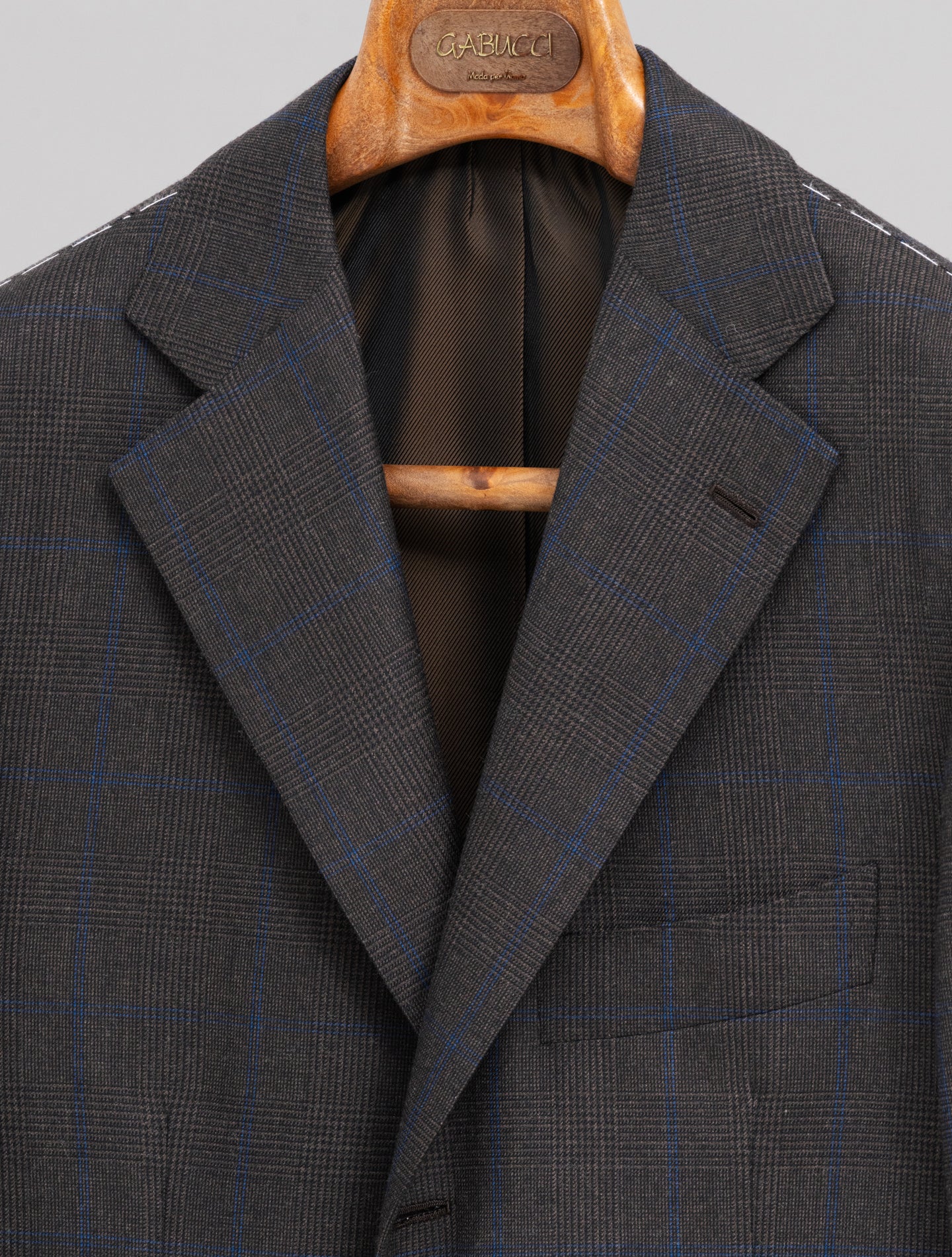 Handmade Single Prince of Wales s130 Wool Cashmere Suit Brown