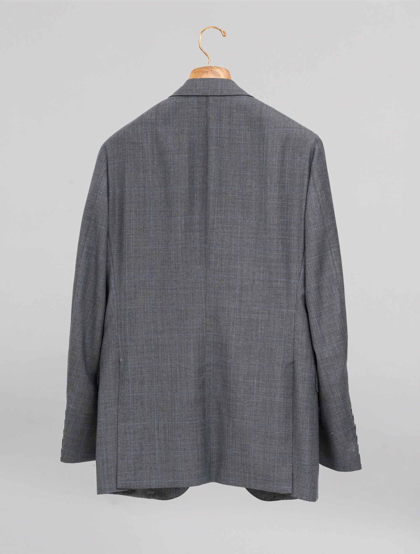 Single Breasted Wool Prince of Wales Suit Grey