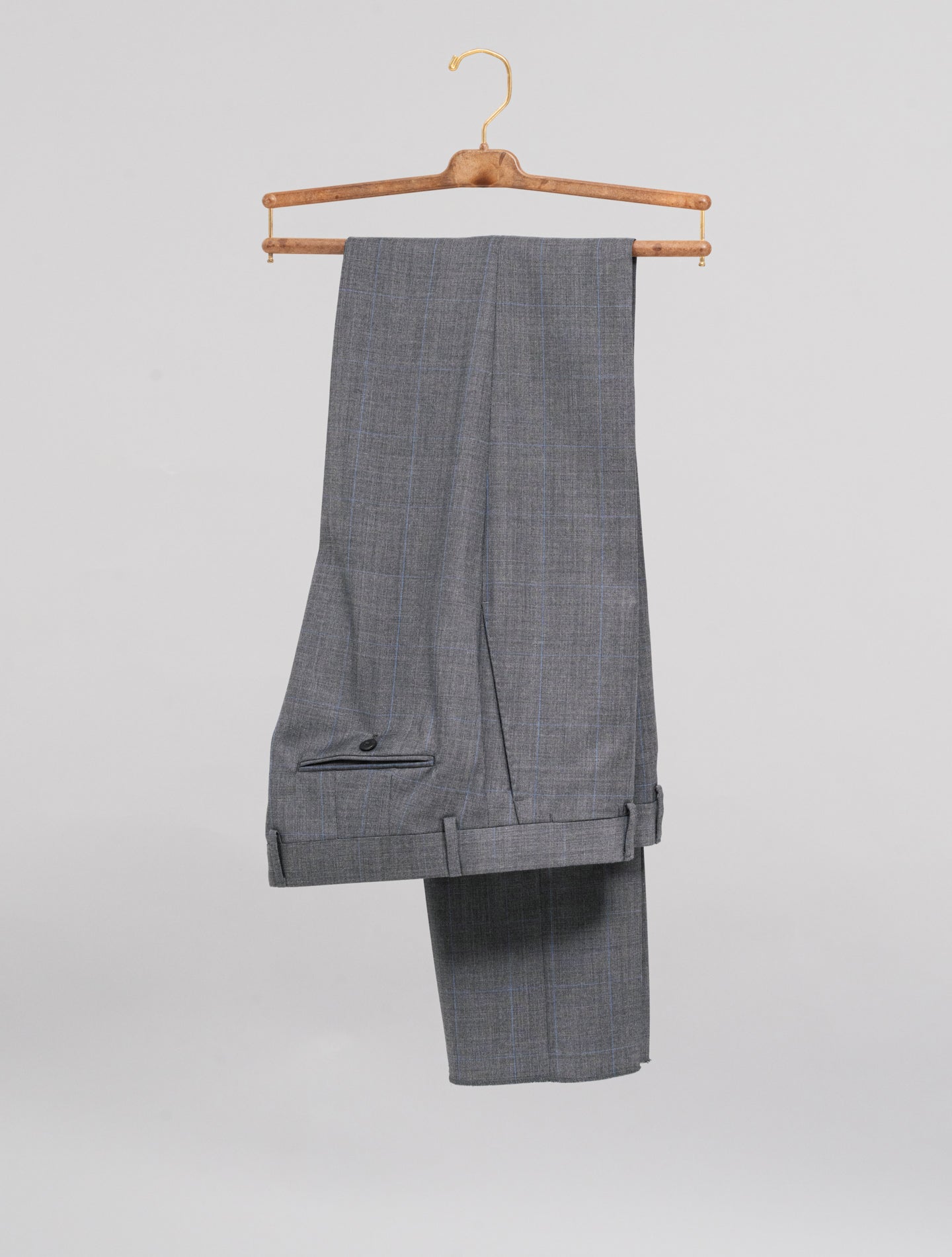 Single Breasted Wool Prince of Wales Suit Grey