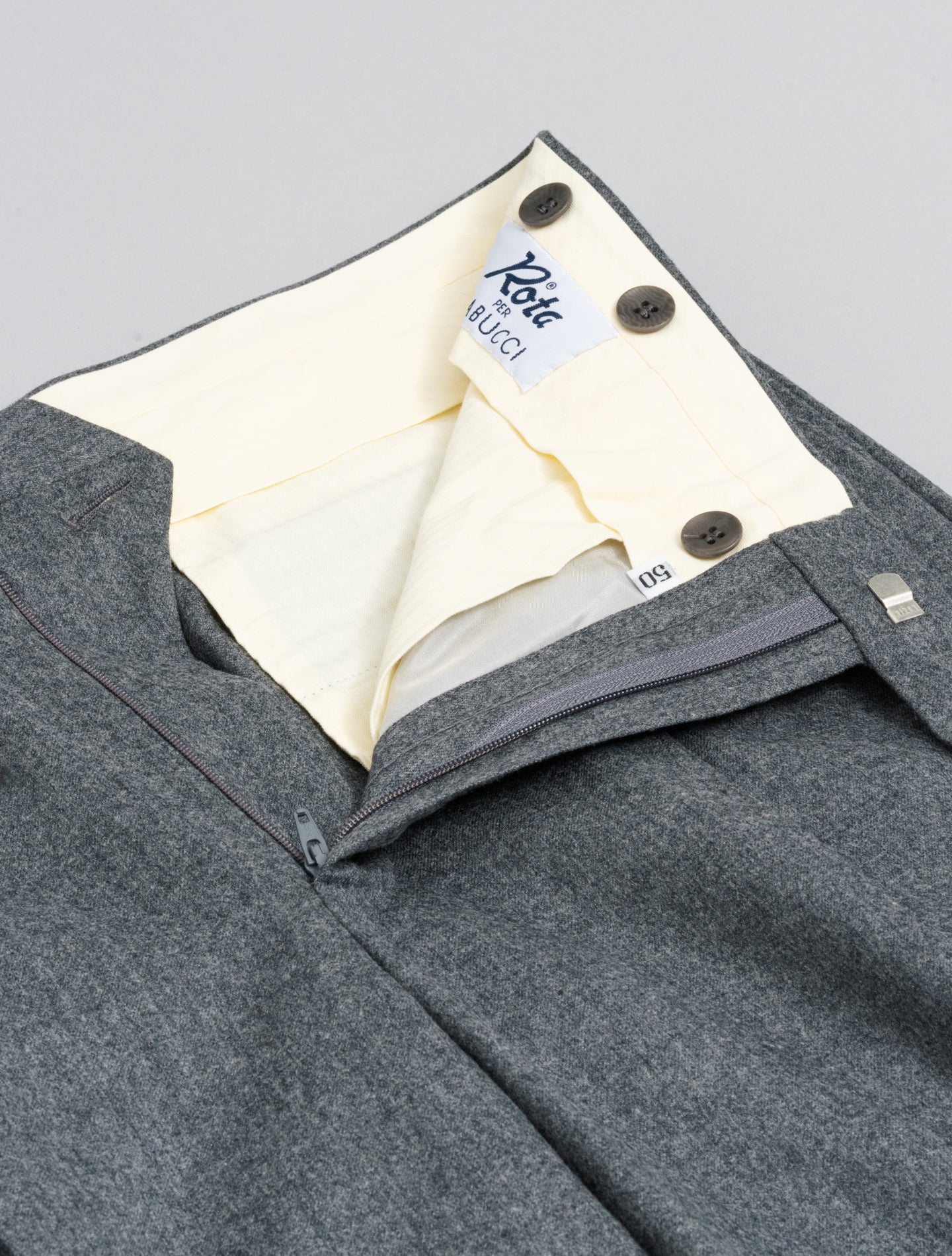 Padova Double Pleated Wool Trousers Grey