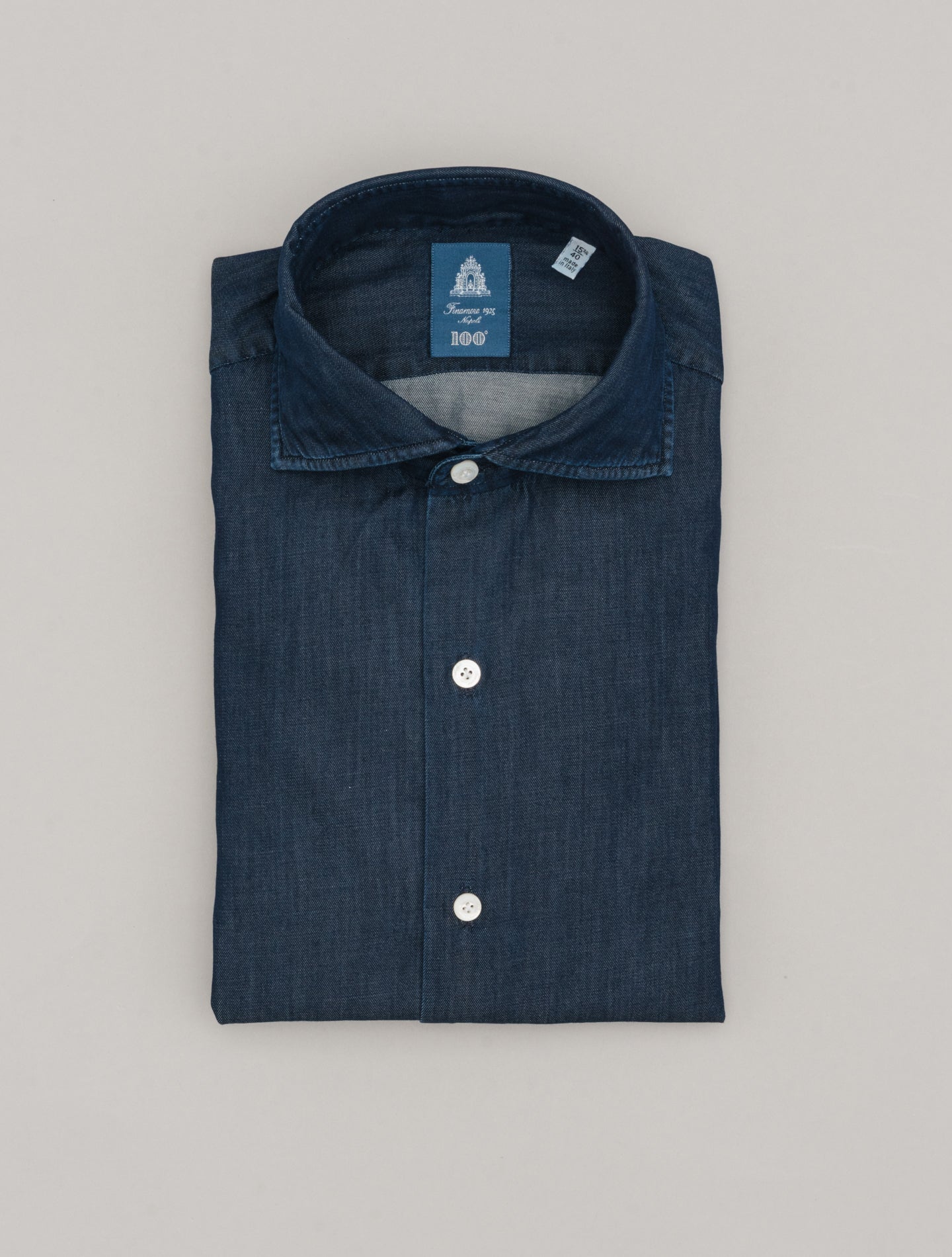 Napoli Eduardo Giza 45 Indigo Cotton Shirt Blue