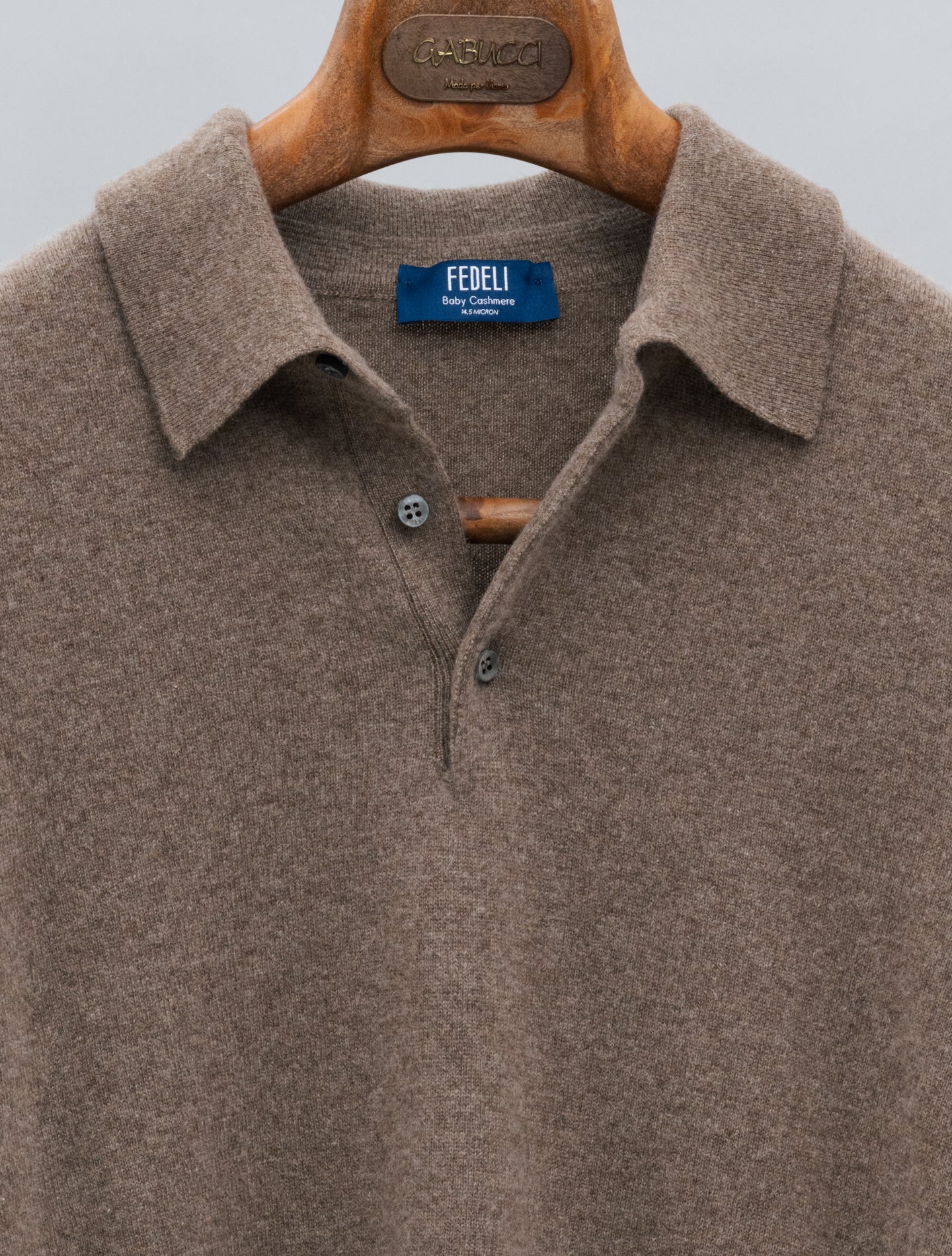 Knitted Baby Cashmere Polo Shirt Taupe