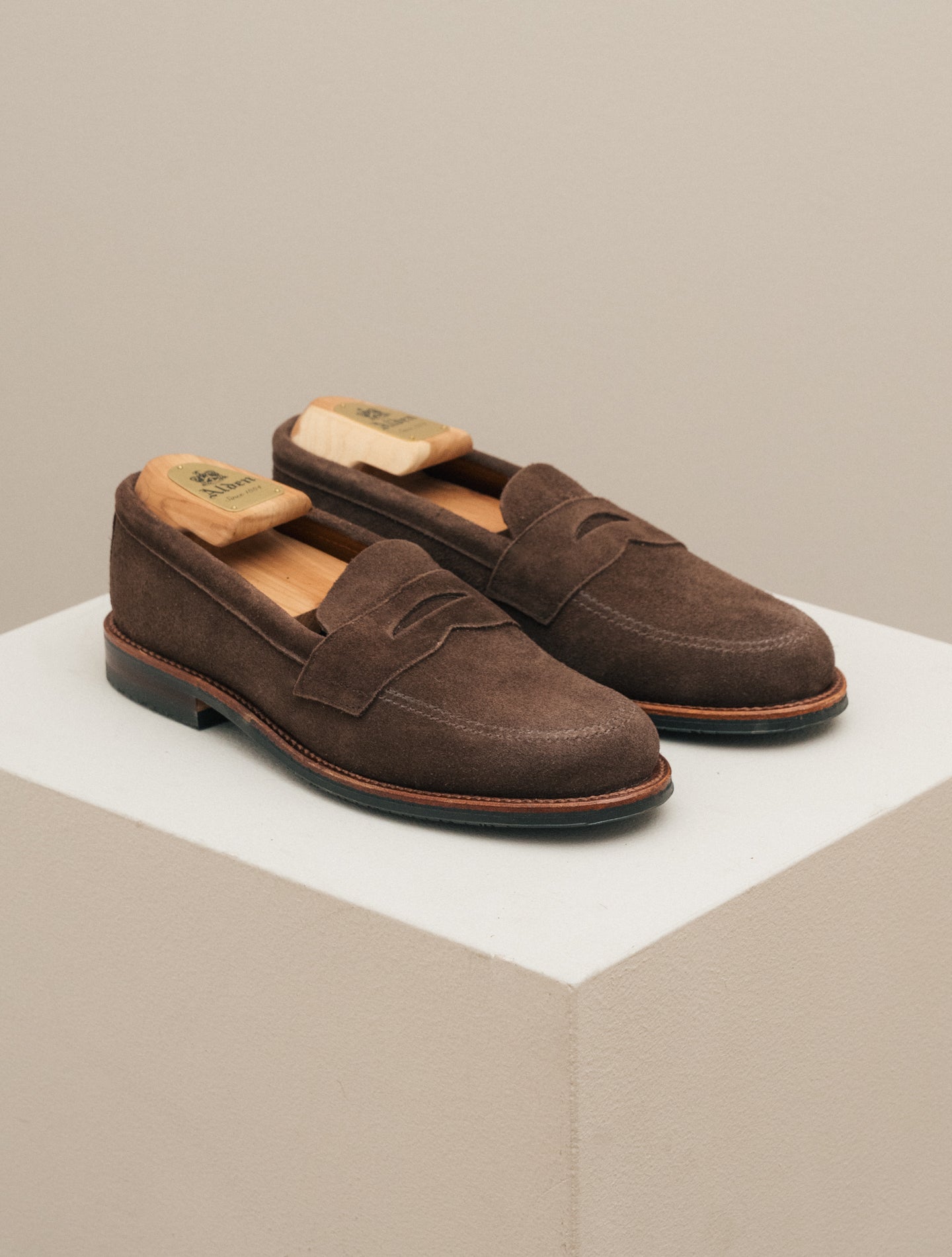 Suede Penny Loafer Dark Brown