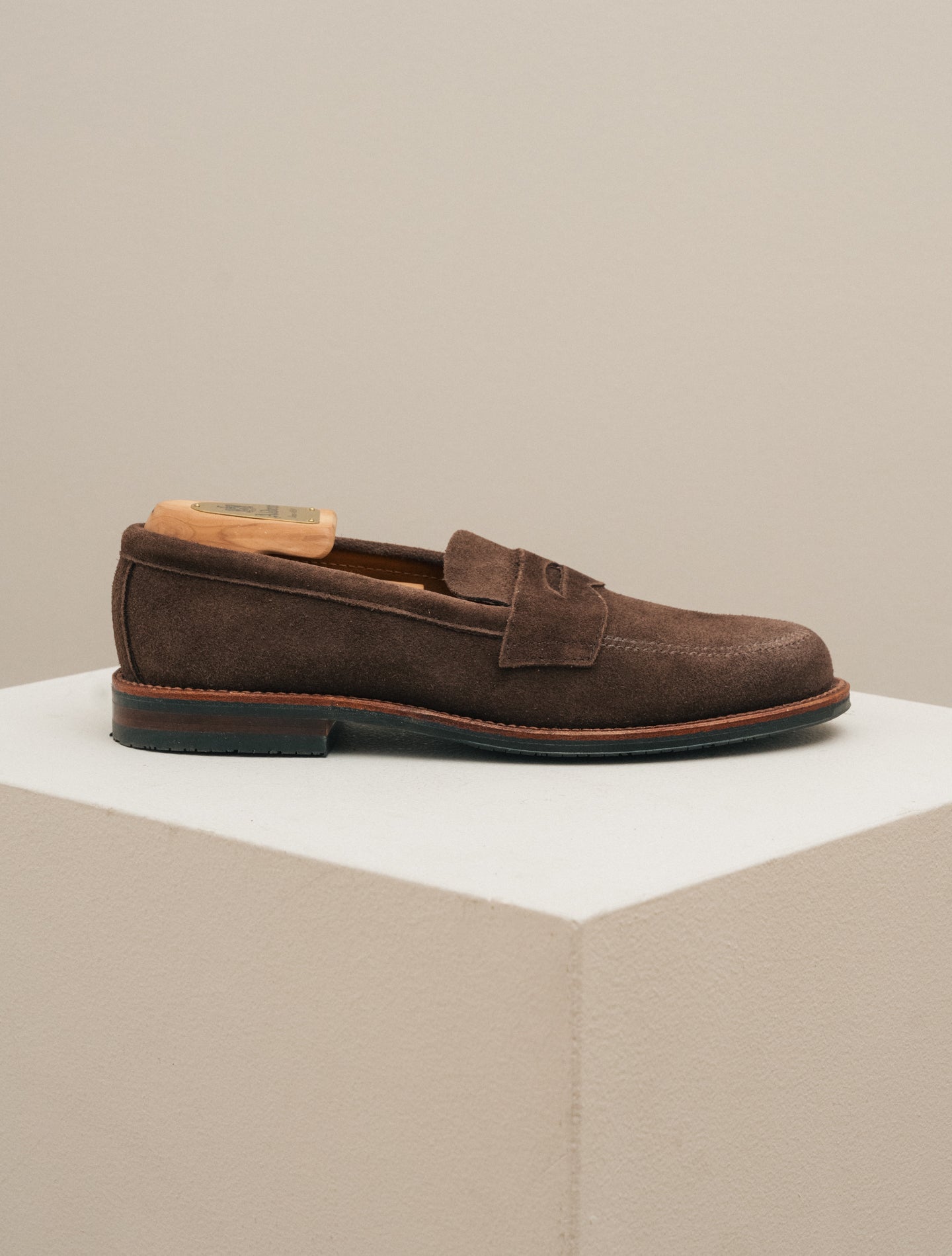 Suede Penny Loafer Dark Brown