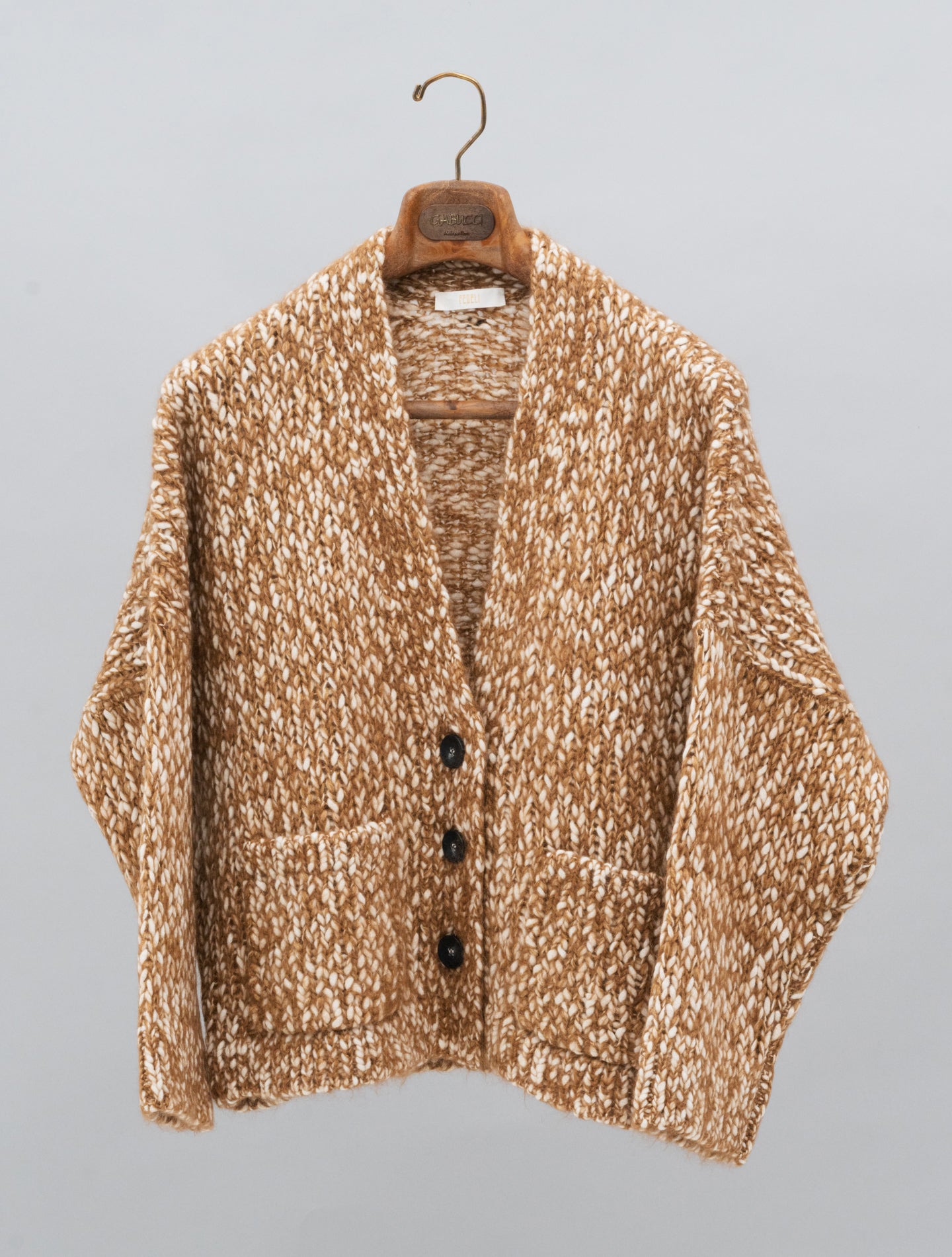 Ametrina Bubbly-Knit Cardigan Camel
