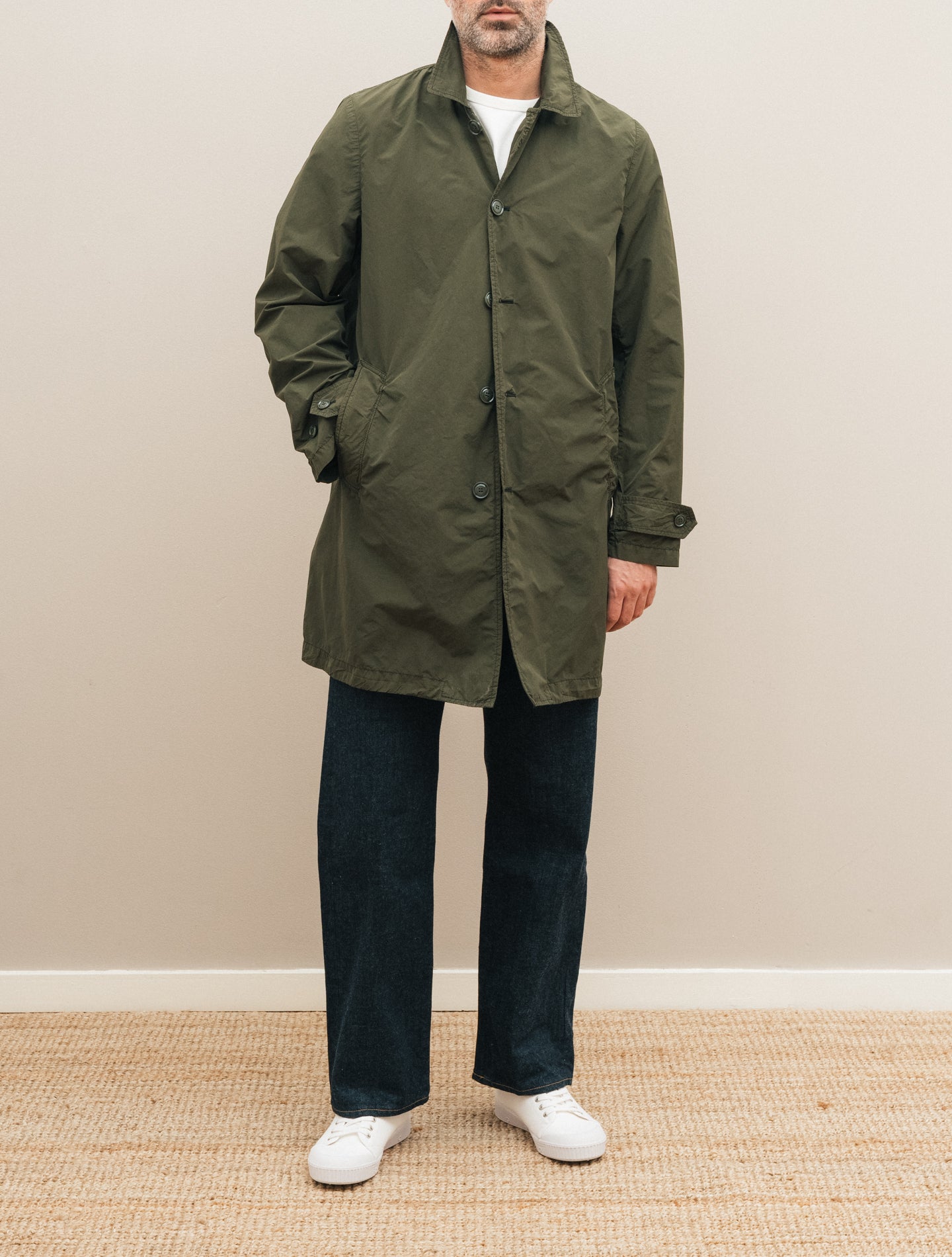 Lemon Washed Nylon Coat Green