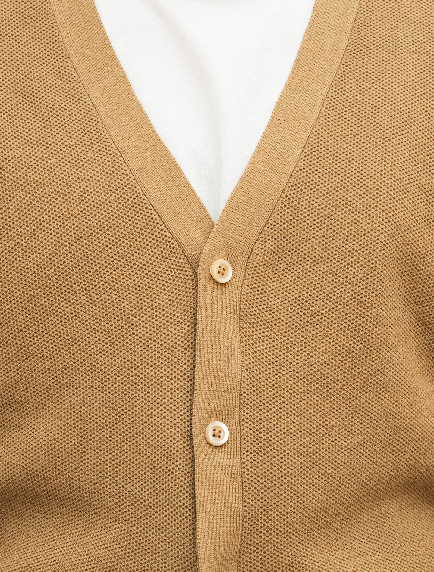 Honeycomb Stitch Cotton Cardigan Beige