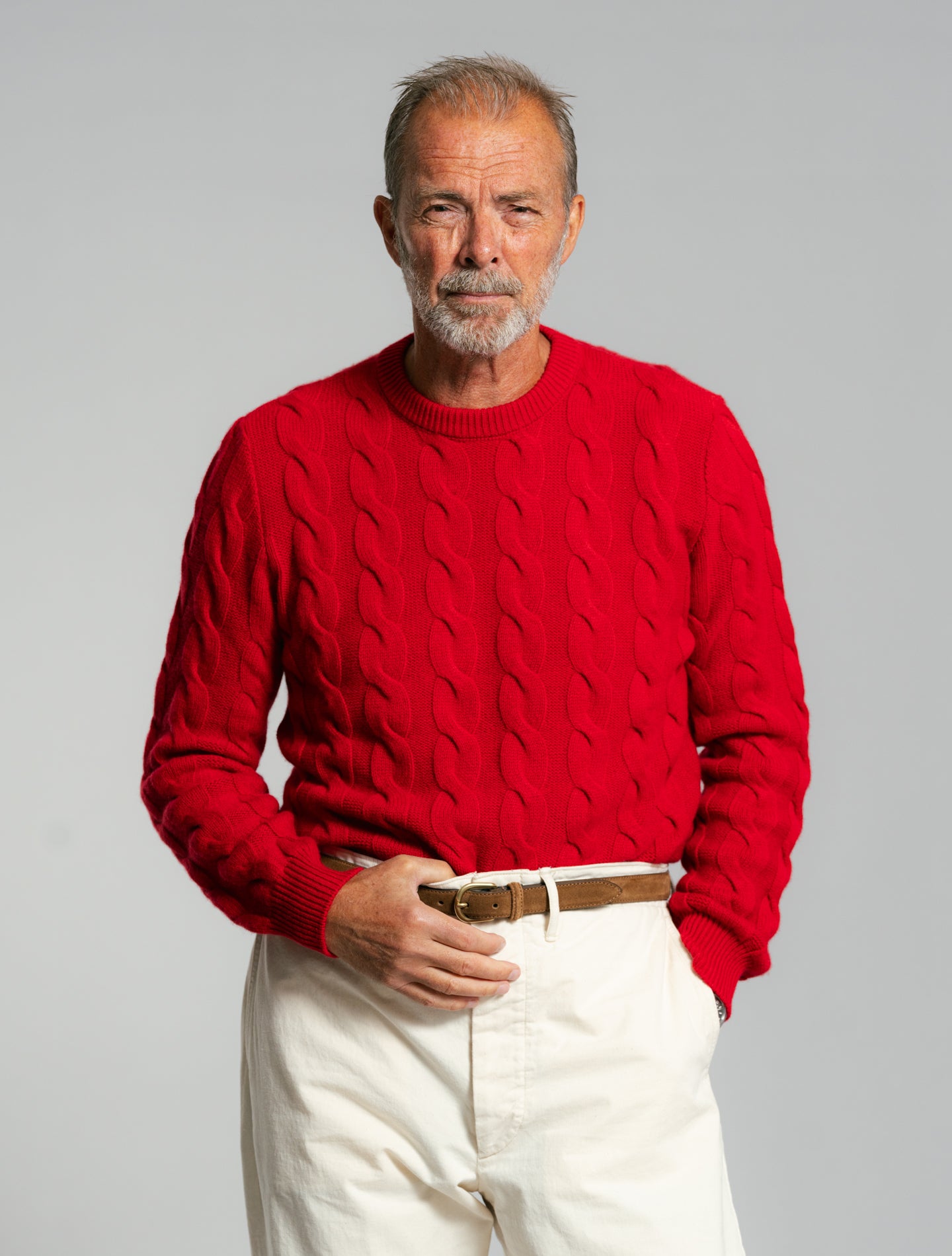 Cashmere Cabel Crewneck Red