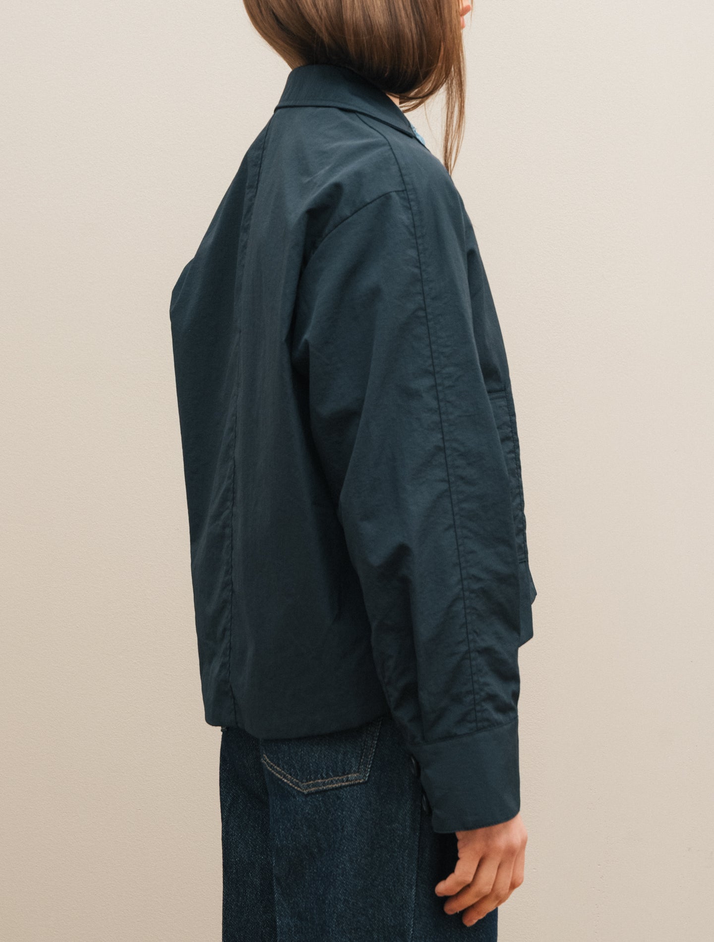 Lana Washed Nylon Short Jacket Navy
