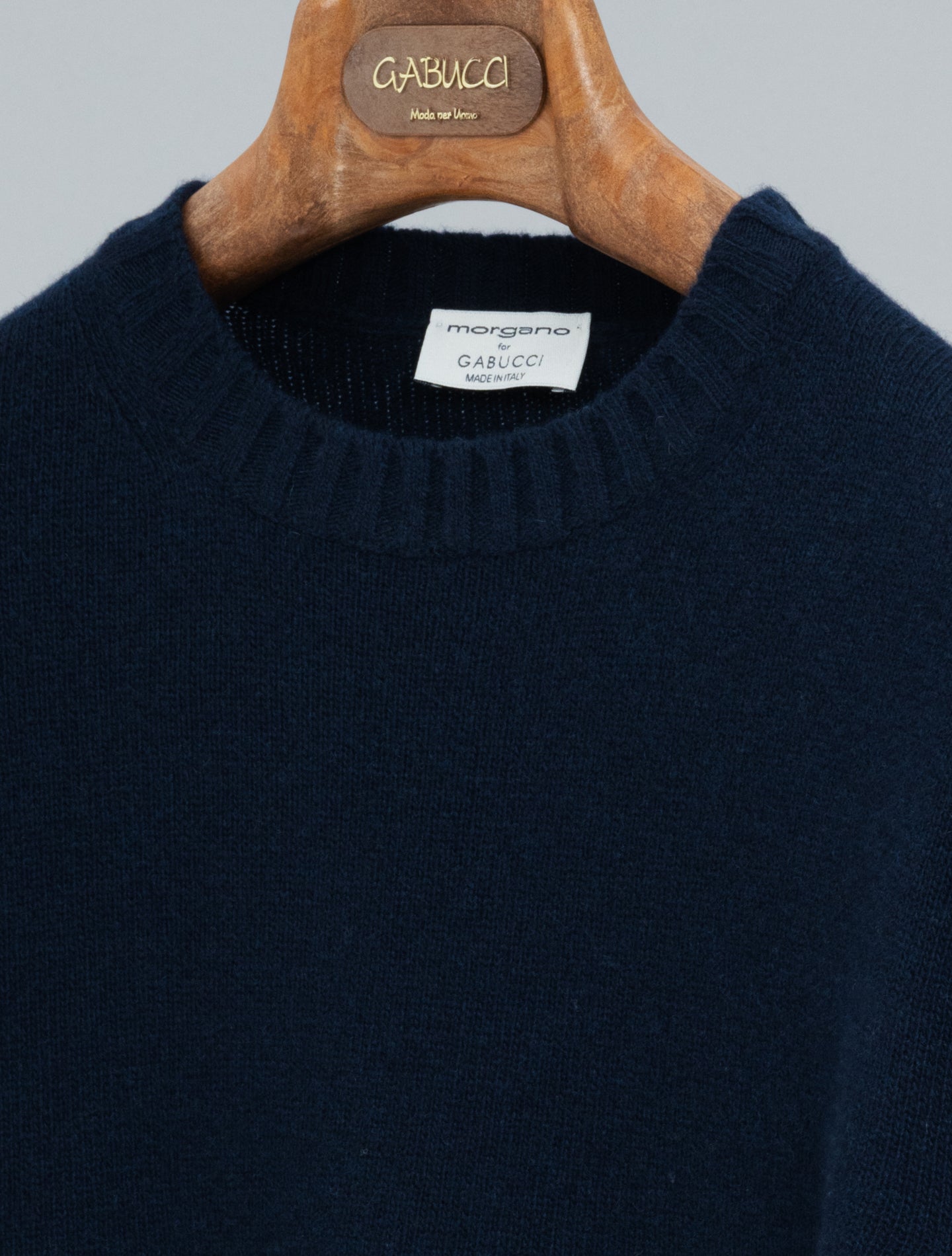Heavy Knitted Wool Cashmere Crewneck Deep Navy