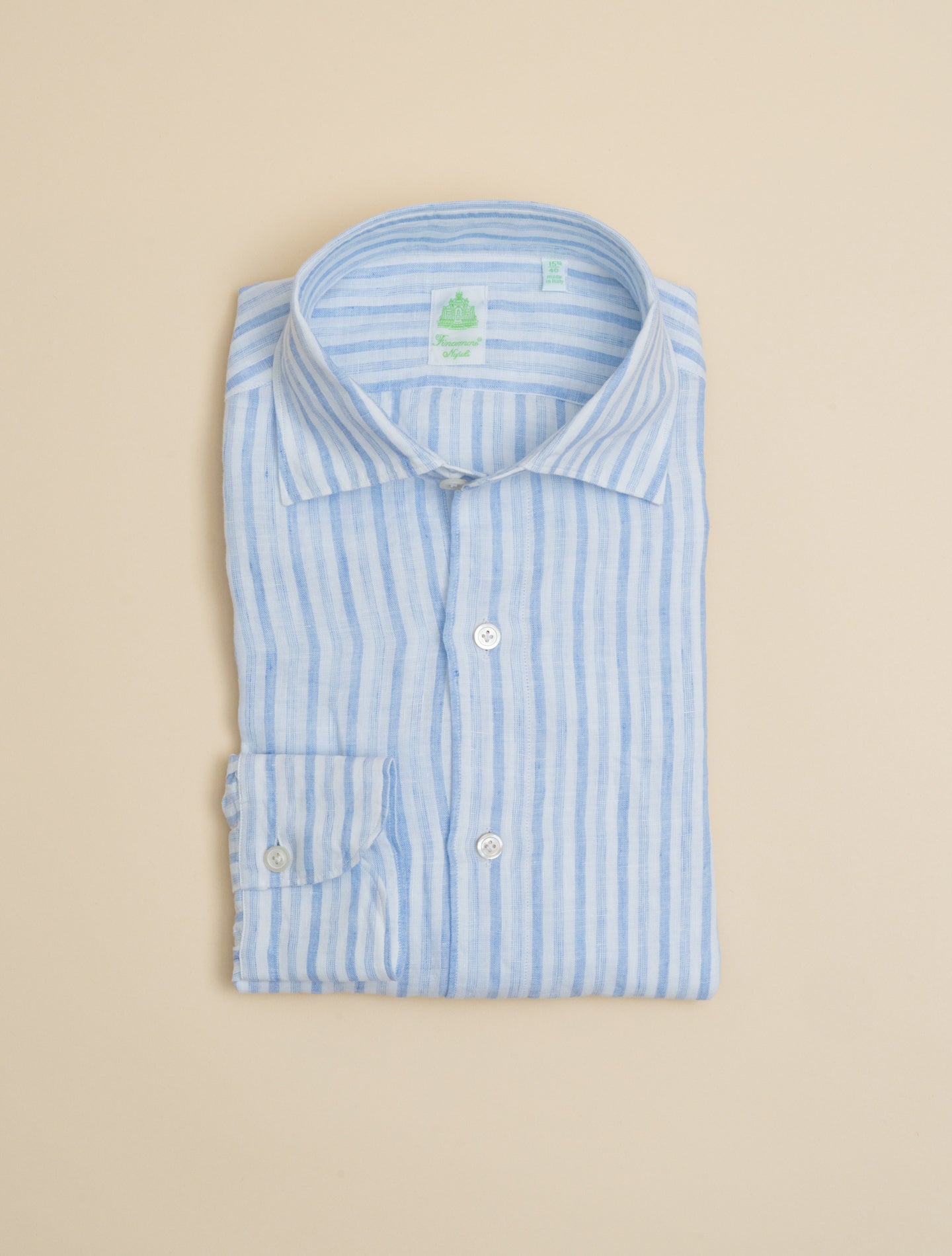 Gaeta Luigi Multi Striped Linen Shirt Light Blue