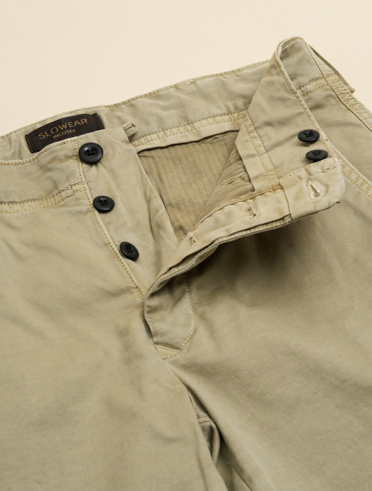 Slacks Cotton Tapered Fit Trousers Beige