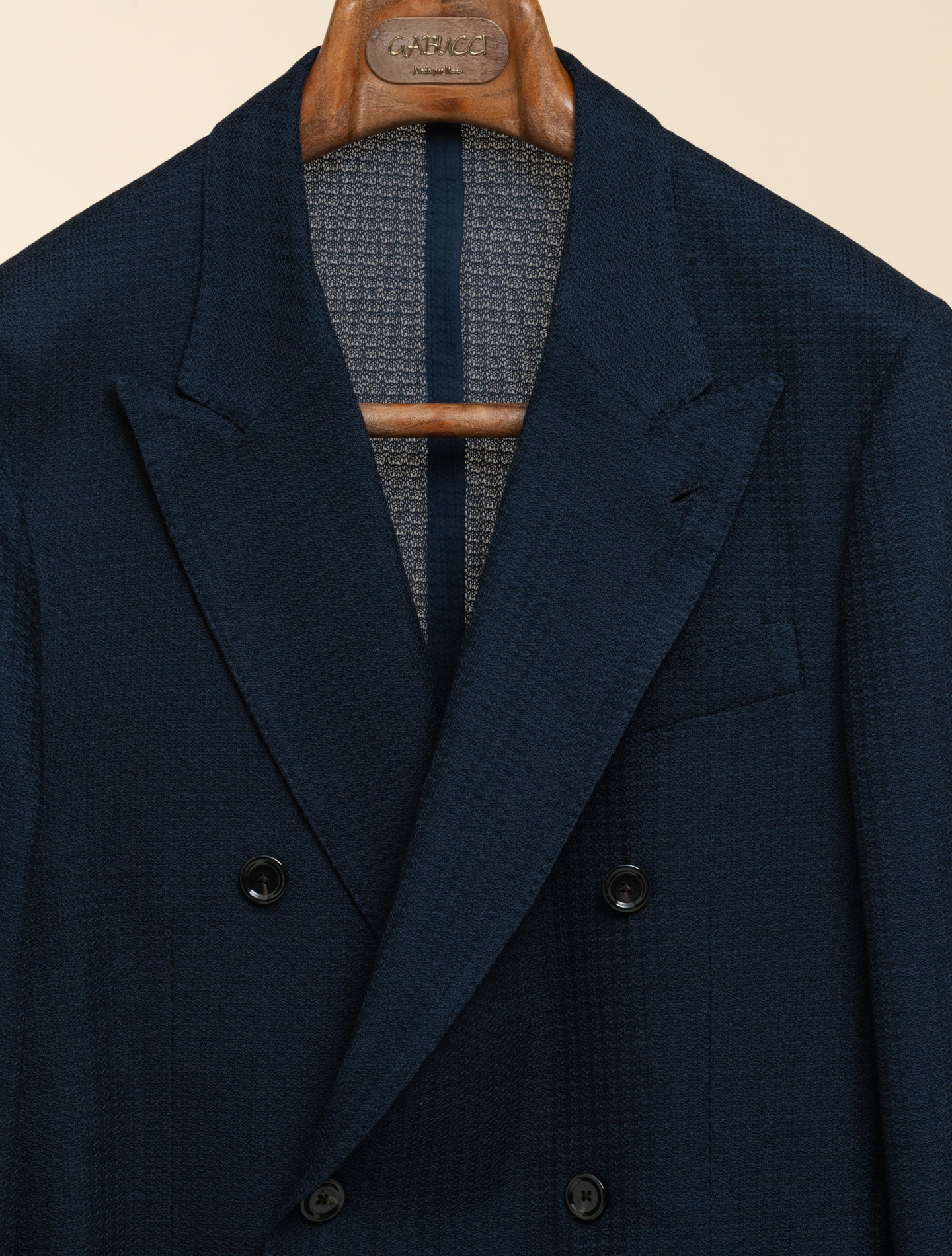 Double Breasted Liknit Wool Jacket Navy