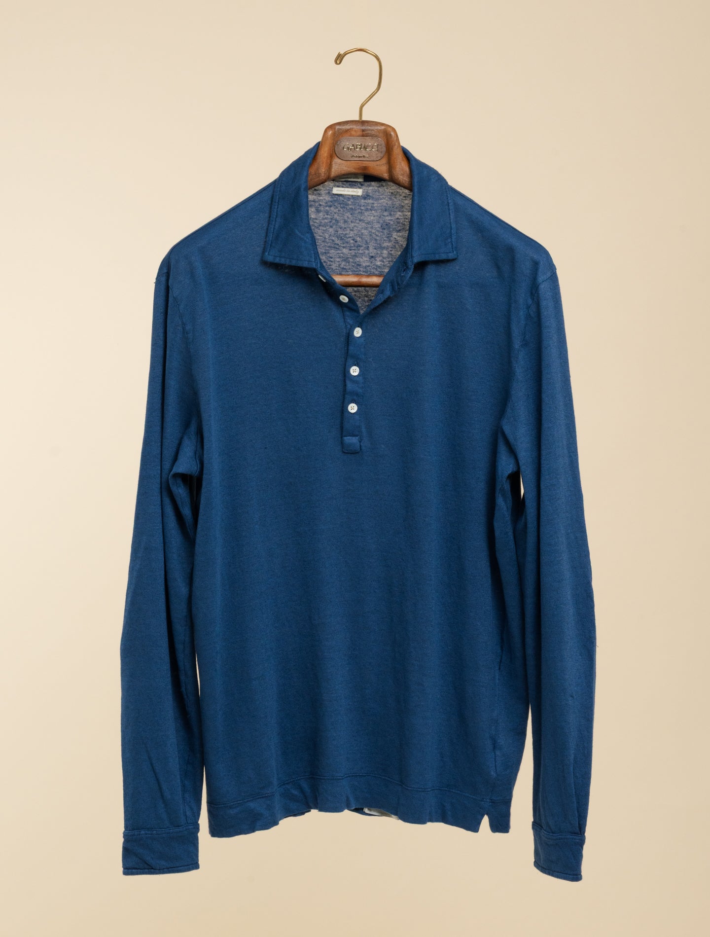 Raya Cotton Linen Polo Shirt Blue