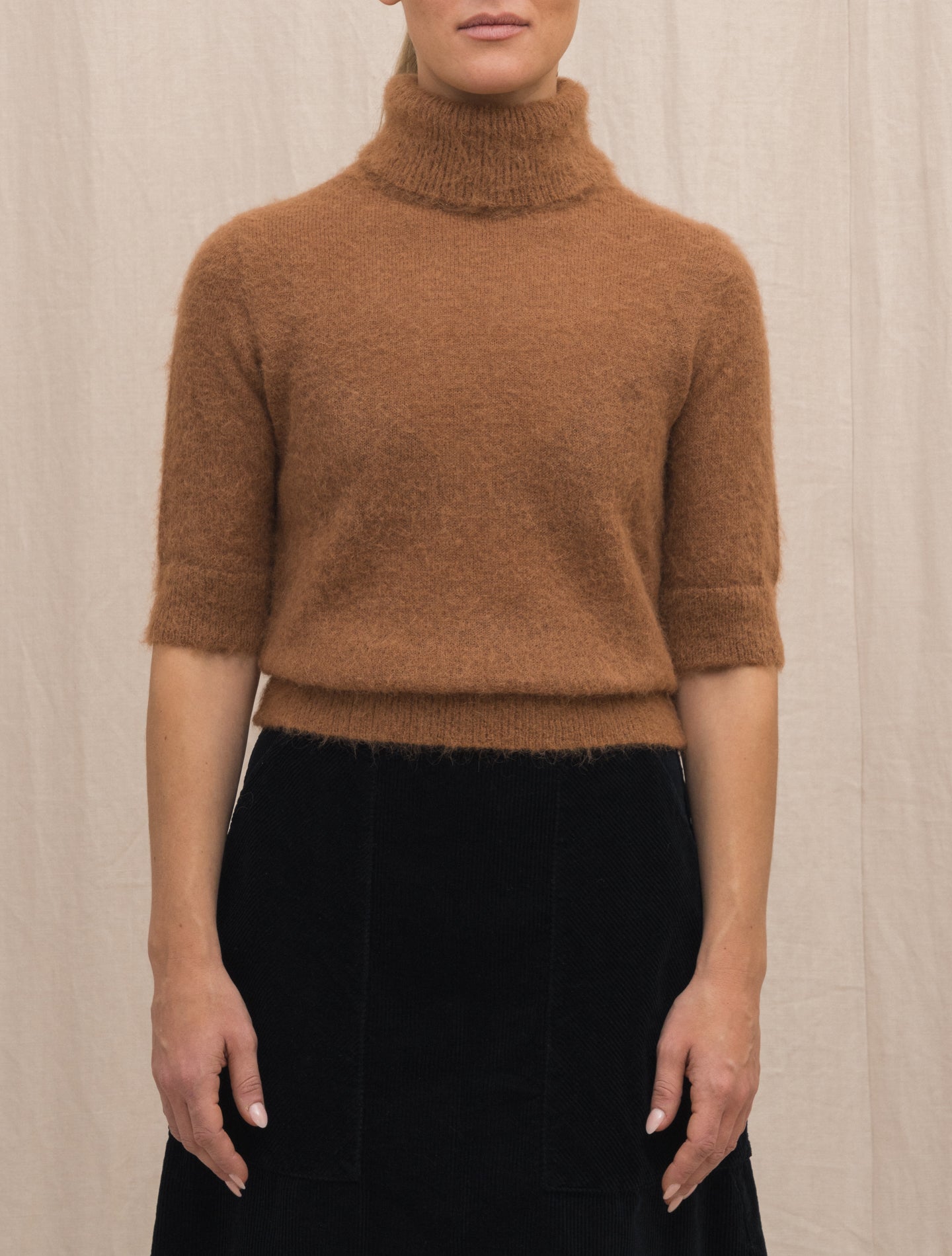 Alpaca Rollneck Short Sleeve Terracotta Lardini Knitwear XS