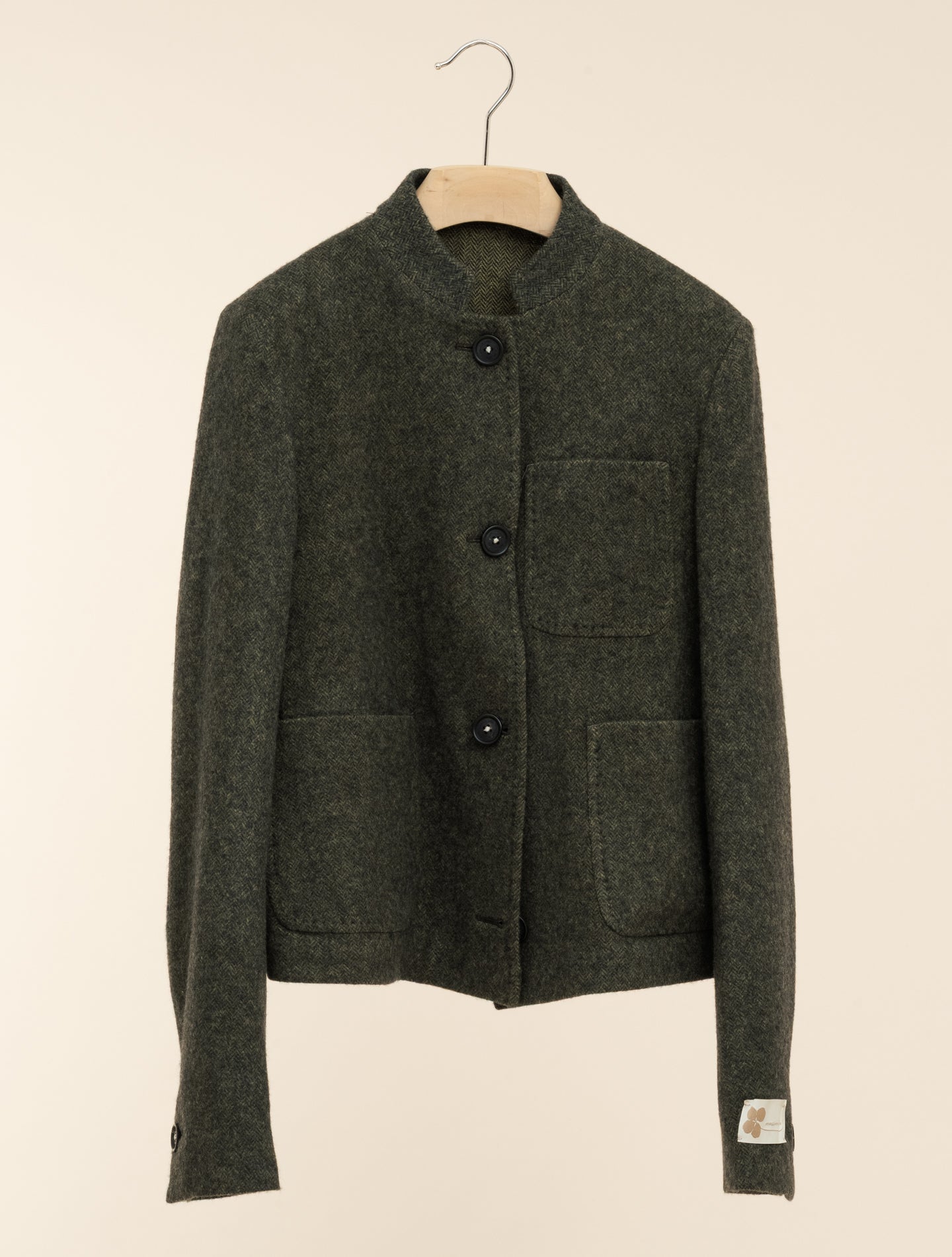 Arga Wool Cashmere Herringbone Short Jacket Military Massimo Alba Jackets XS