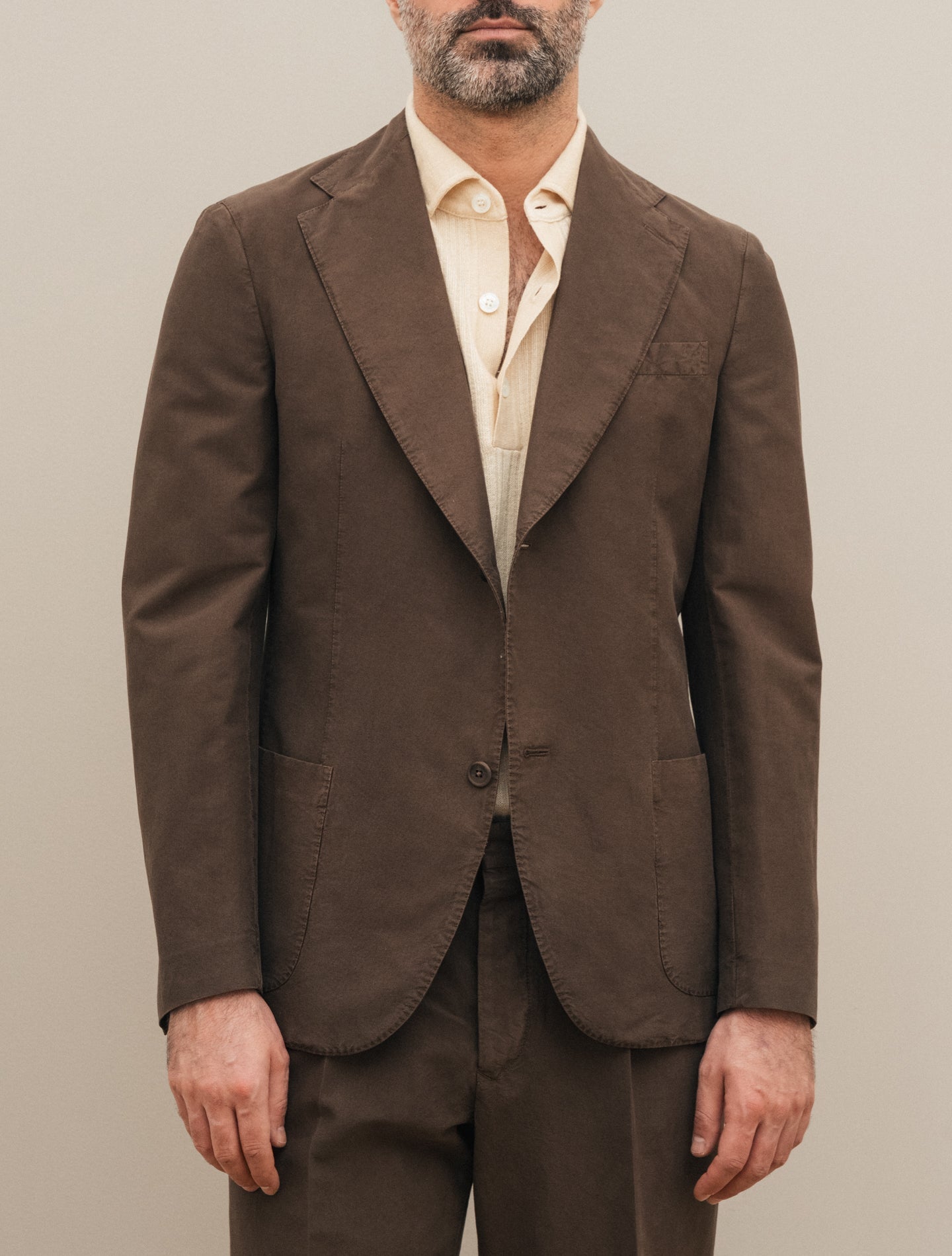 Art1 Single Breasted Cotton Silk Suit Brown Gigi Suits 46