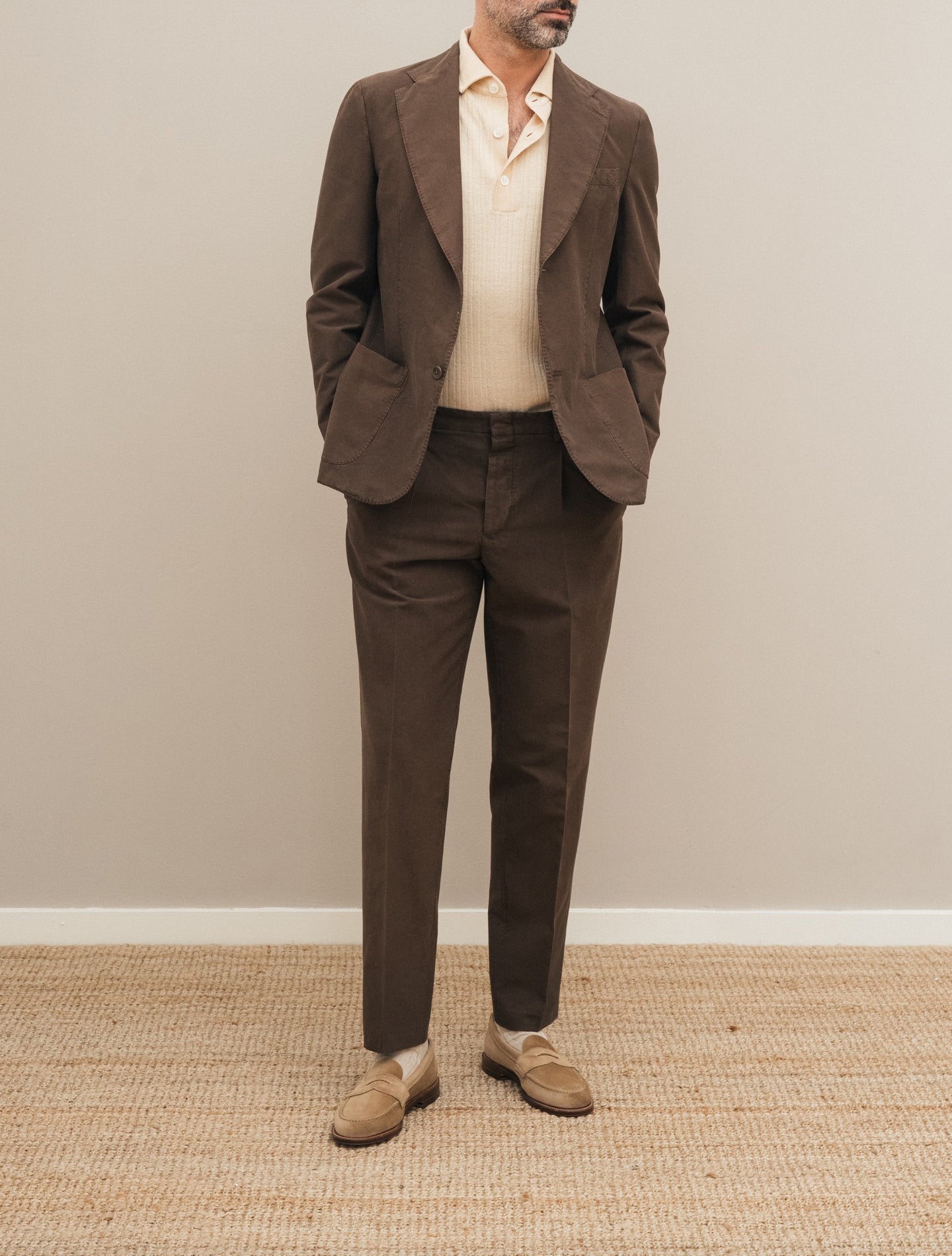 Art1 Single Breasted Cotton Silk Suit Brown Gigi Suits 46