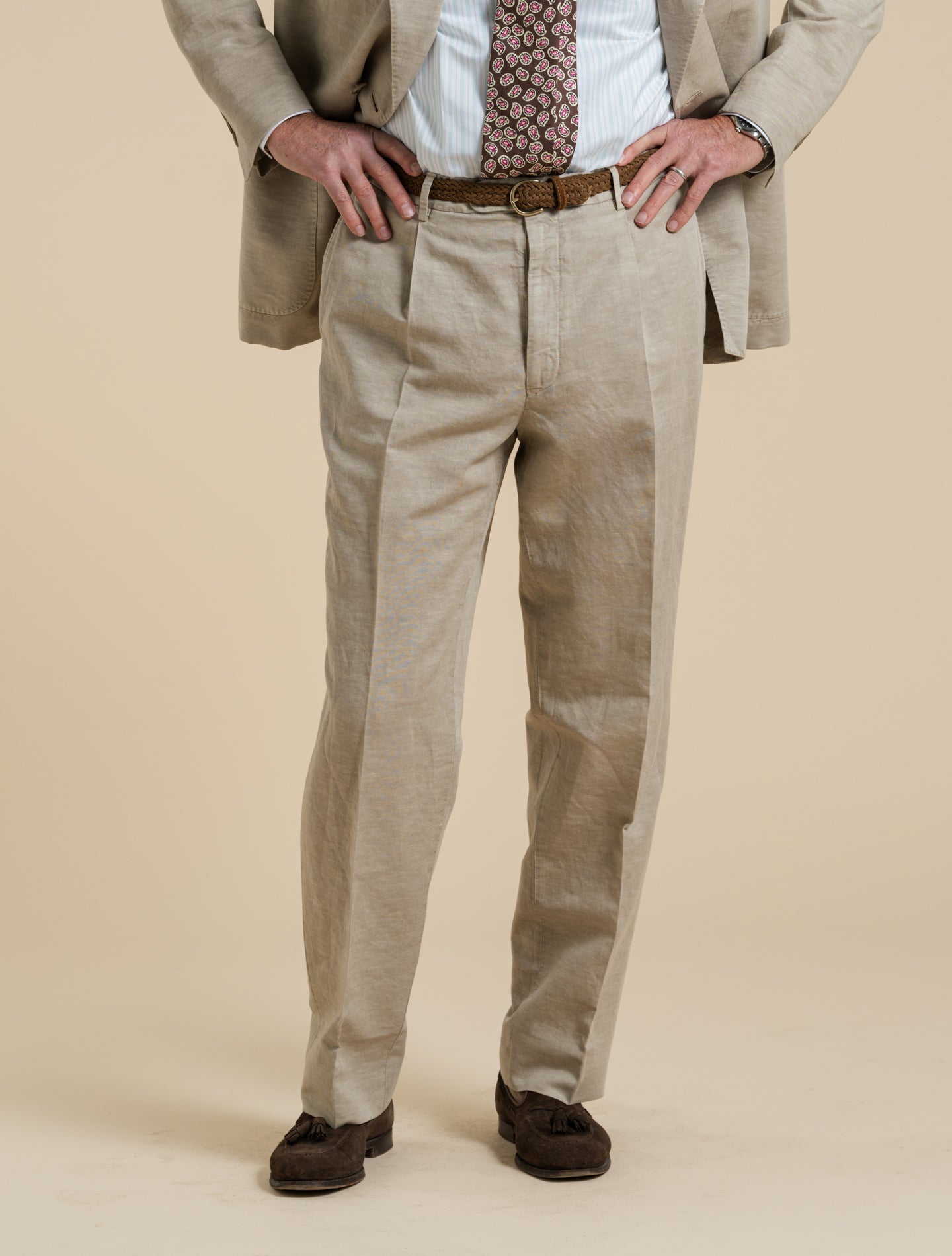 Art2 Double Breasted Linen Cotton Suit Beige Gigi Suits 48