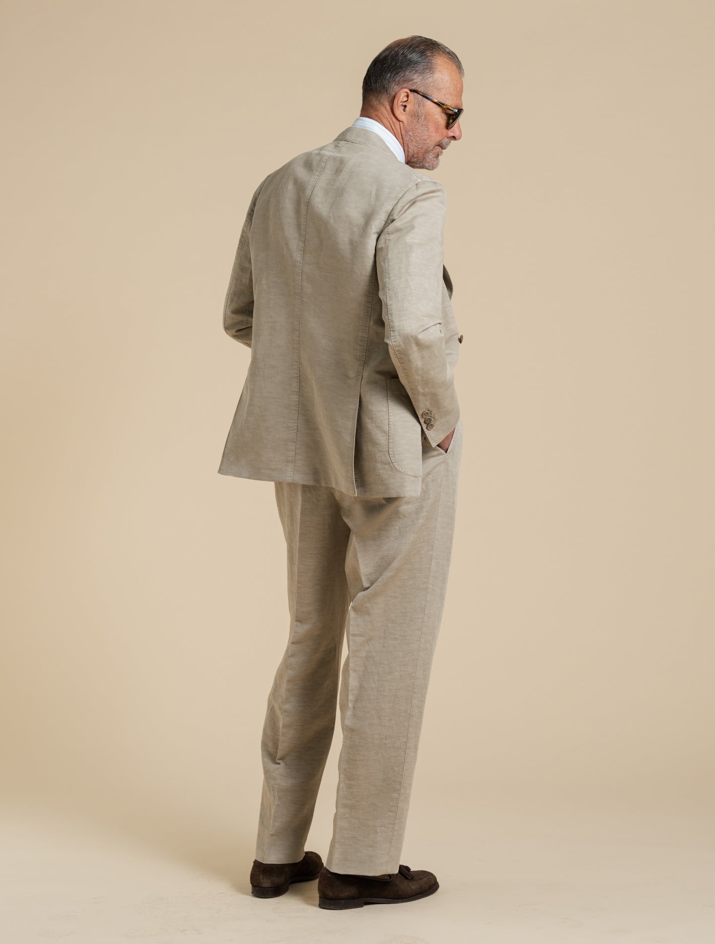Art2 Double Breasted Linen Cotton Suit Beige Gigi Suits 48