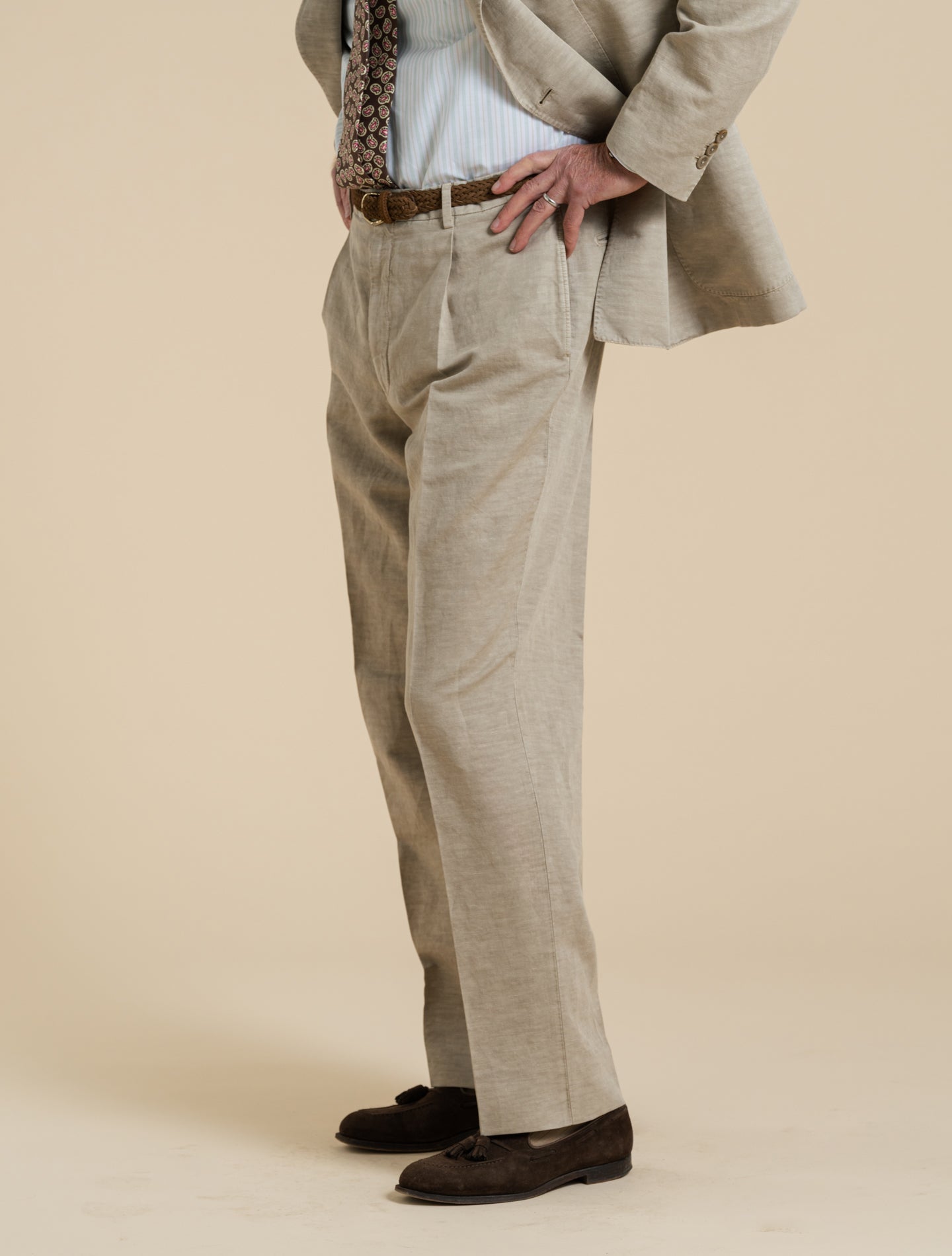 Art2 Double Breasted Linen Cotton Suit Beige Gigi Suits 48