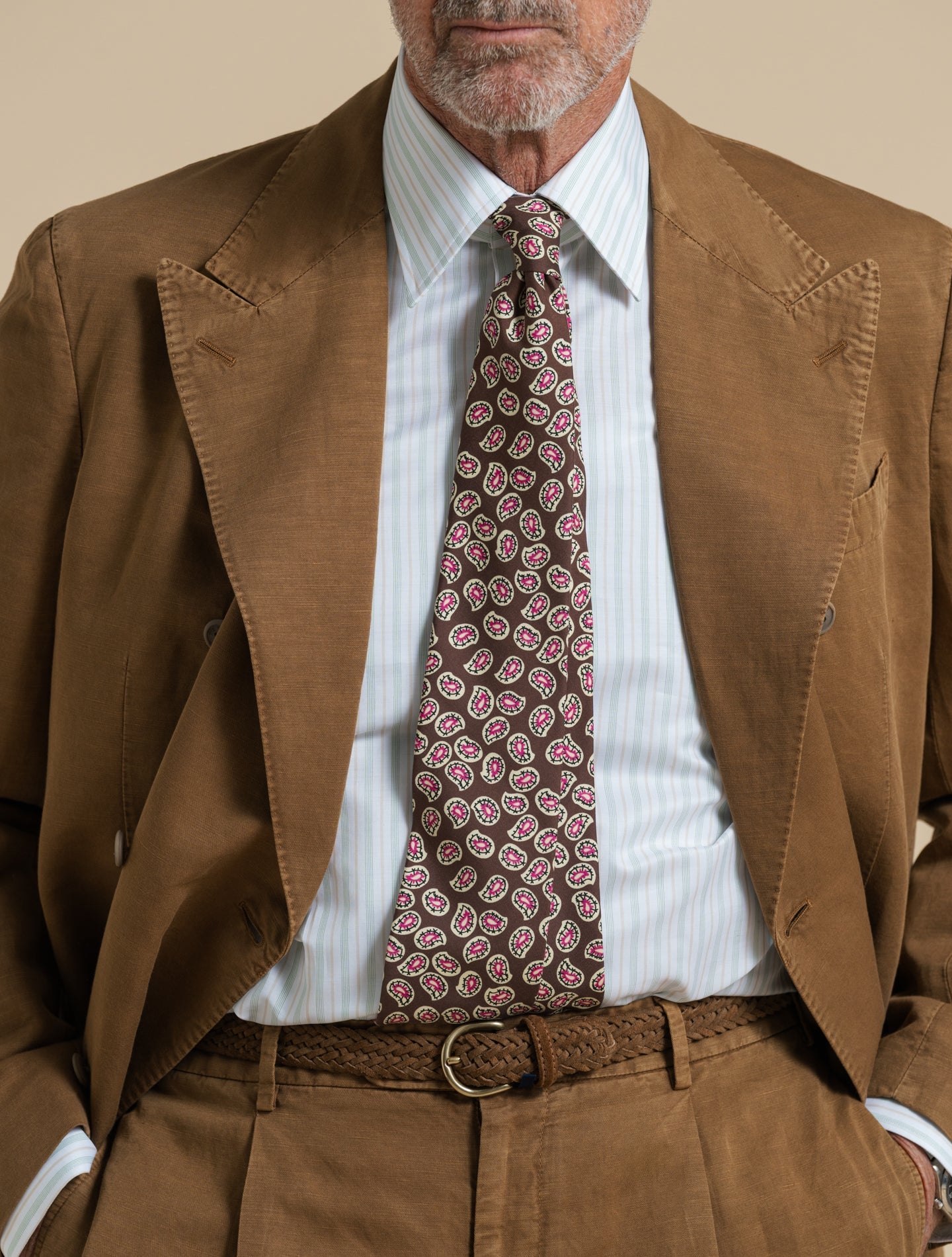 Art2 Double Breasted Linen Cotton Suit Tabacco Gigi Suits 48