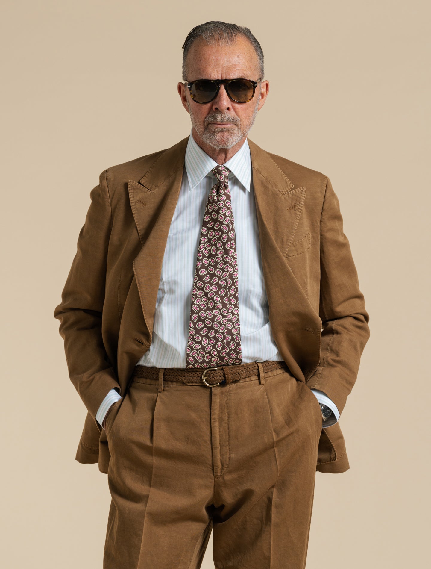 Art2 Double Breasted Linen Cotton Suit Tabacco Gigi Suits 48