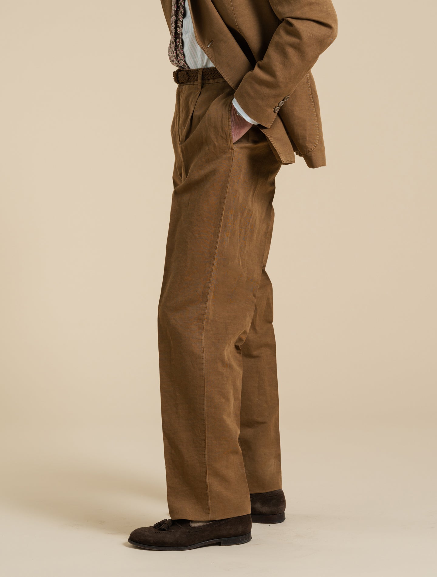 Art2 Double Breasted Linen Cotton Suit Tabacco Gigi Suits 48