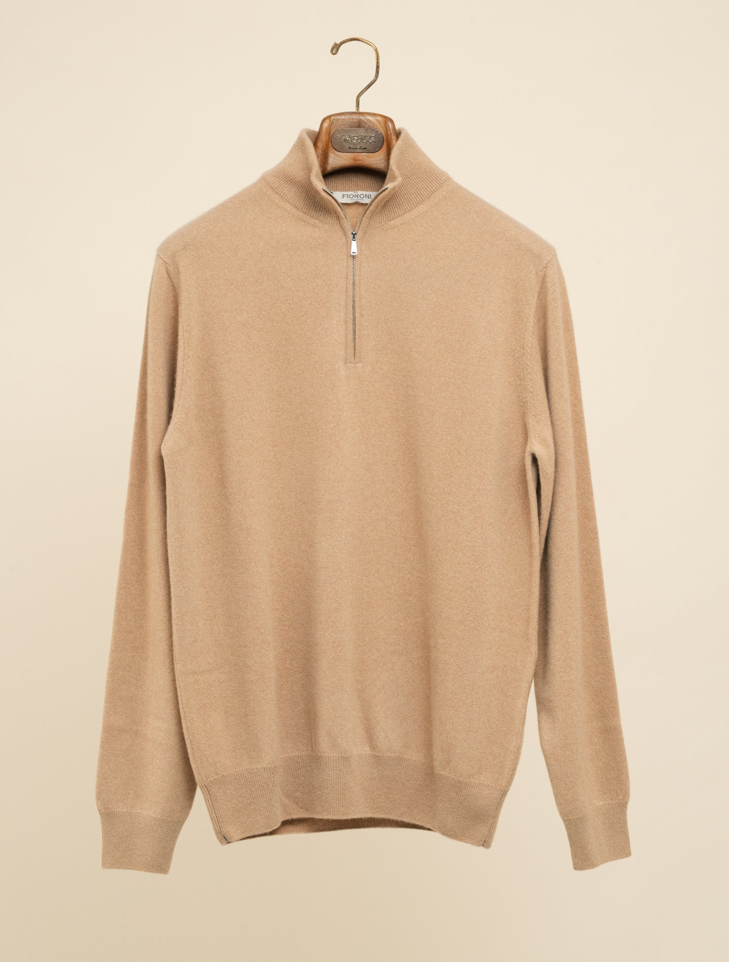 Baby Cashmere 1/4 Zip Camel Fioroni Knitwear 48
