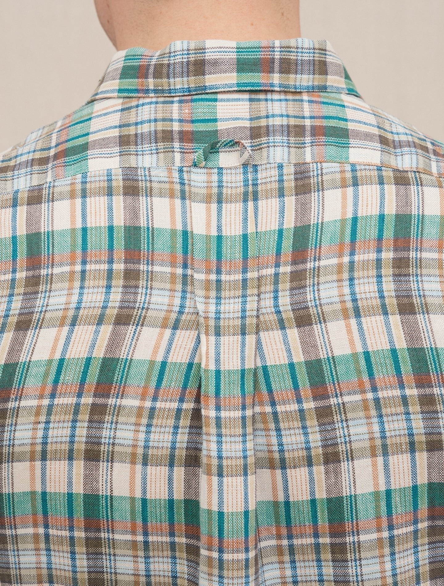 Baia Checked Linen Shirt Short Sleeve Beige Finamore Shirts S