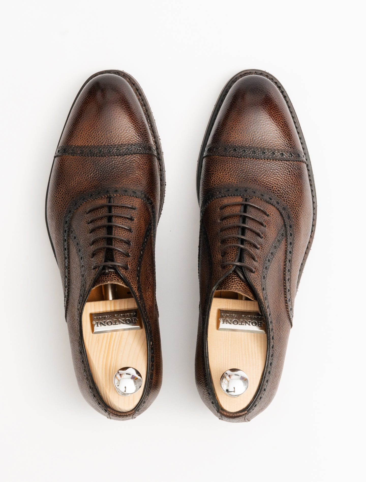 Bellantonio Oxford Cap - Toe Grain Leather Brown Bontoni Shoes 42
