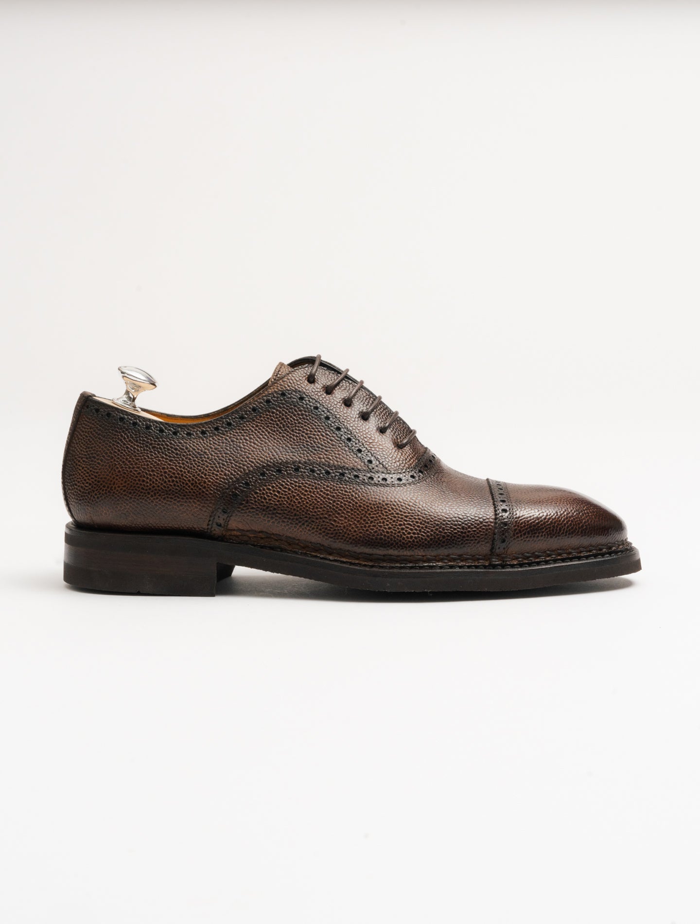 Bellantonio Oxford Cap - Toe Grain Leather Brown Bontoni Shoes 42