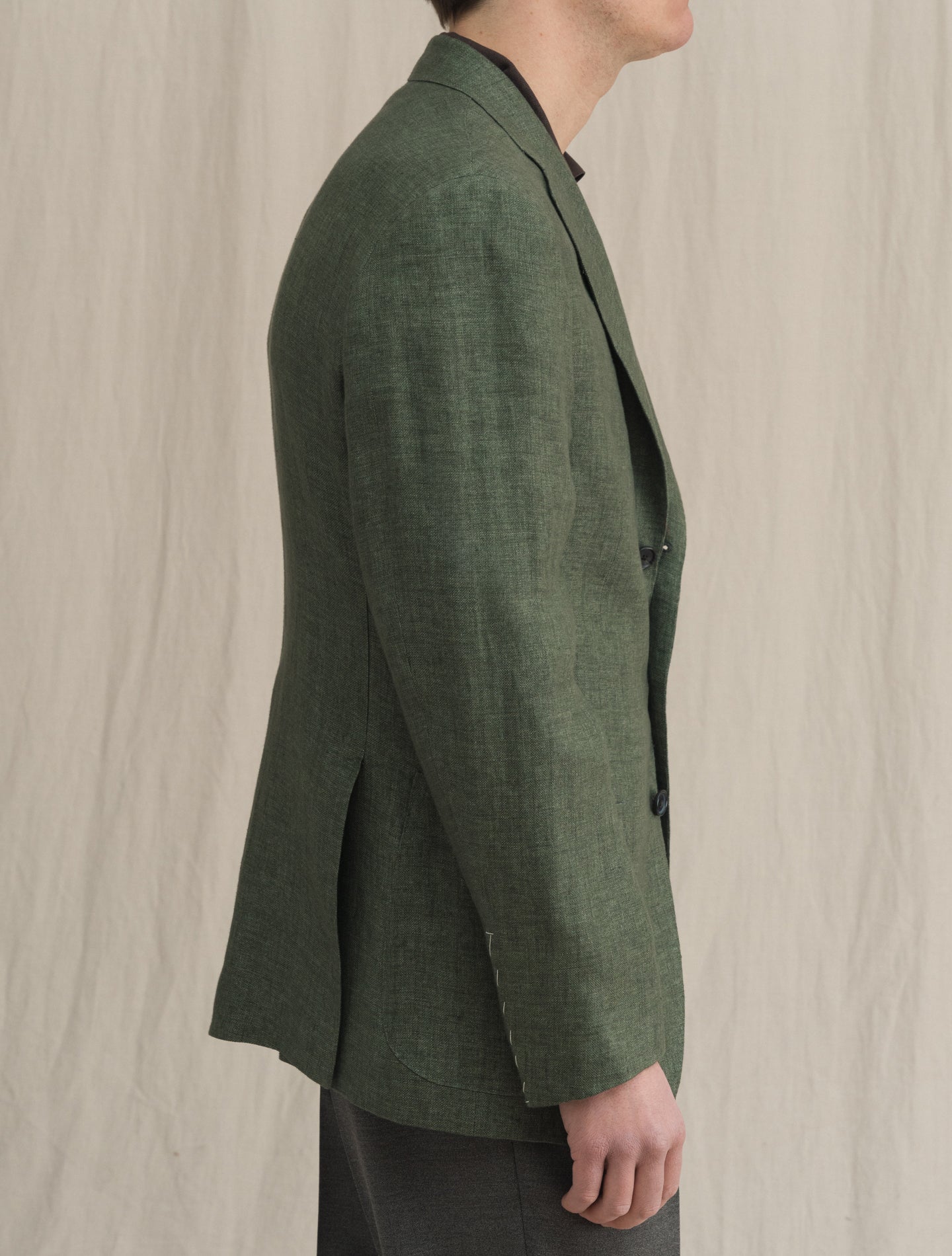 Boheme Single Breasted Linen Jacket Green Caruso Jackets 48