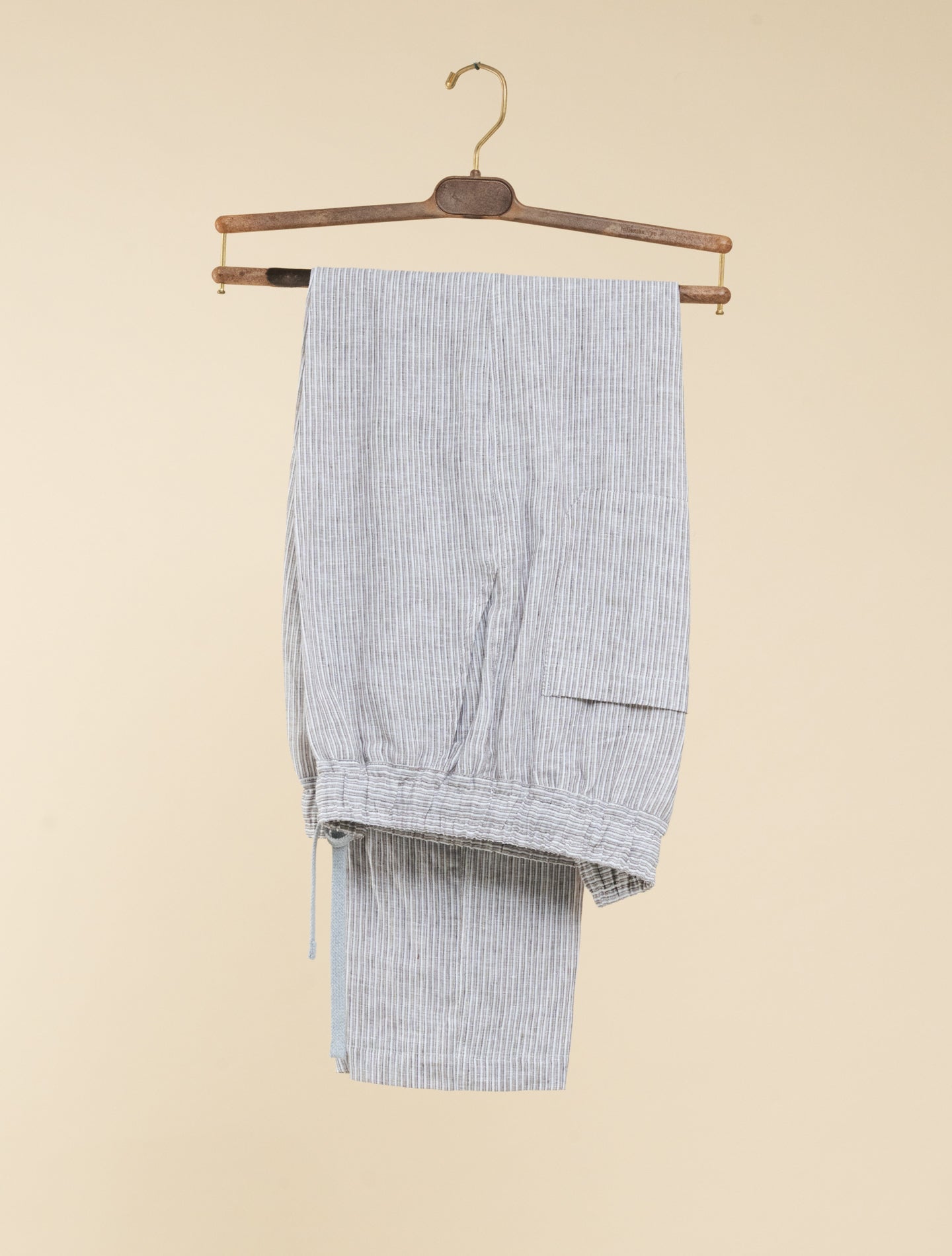 Bonifacio Linen Striped Trousers Brown Fedeli Trousers M