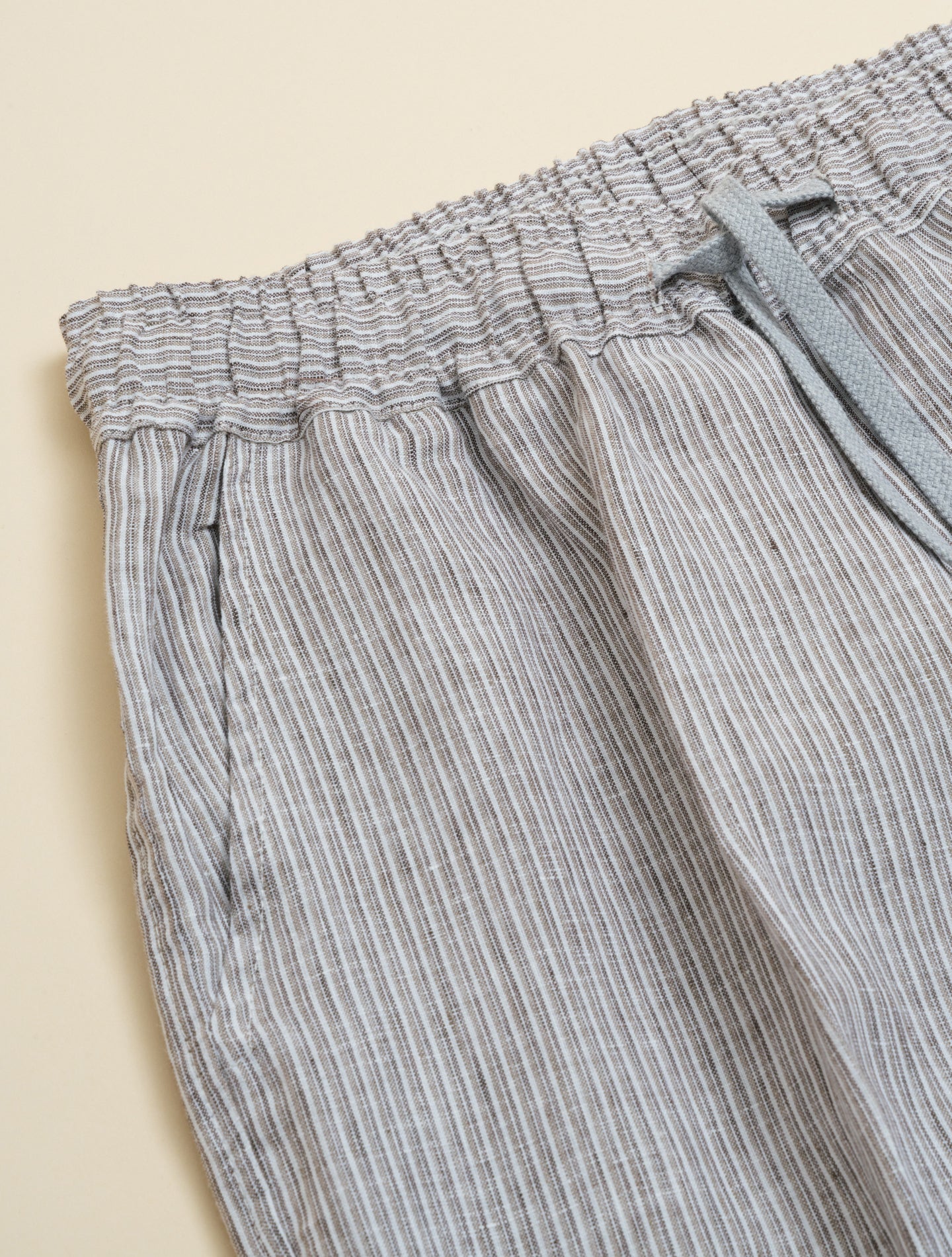 Bonifacio Linen Striped Trousers Brown Fedeli Trousers M