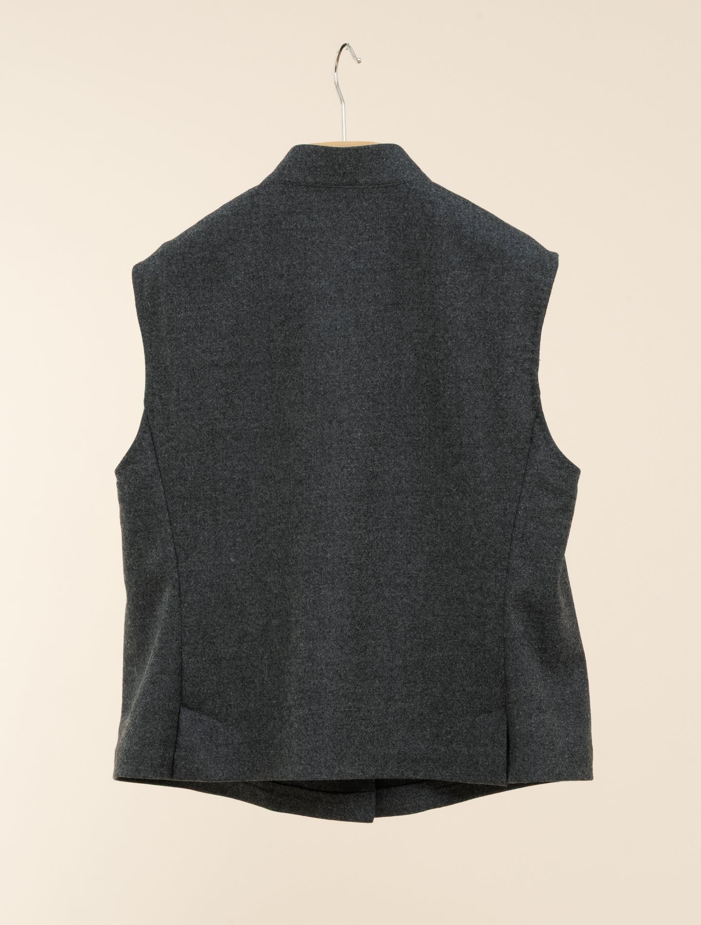 Boxy Buttoned Wool Flannel Vest Dark Grey Massimo Alba Blouses XS