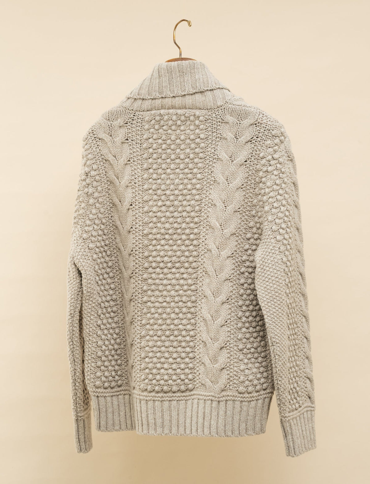 Cable-Knit Wool Shawl Jumper Cream Marl RRL Knitwear M