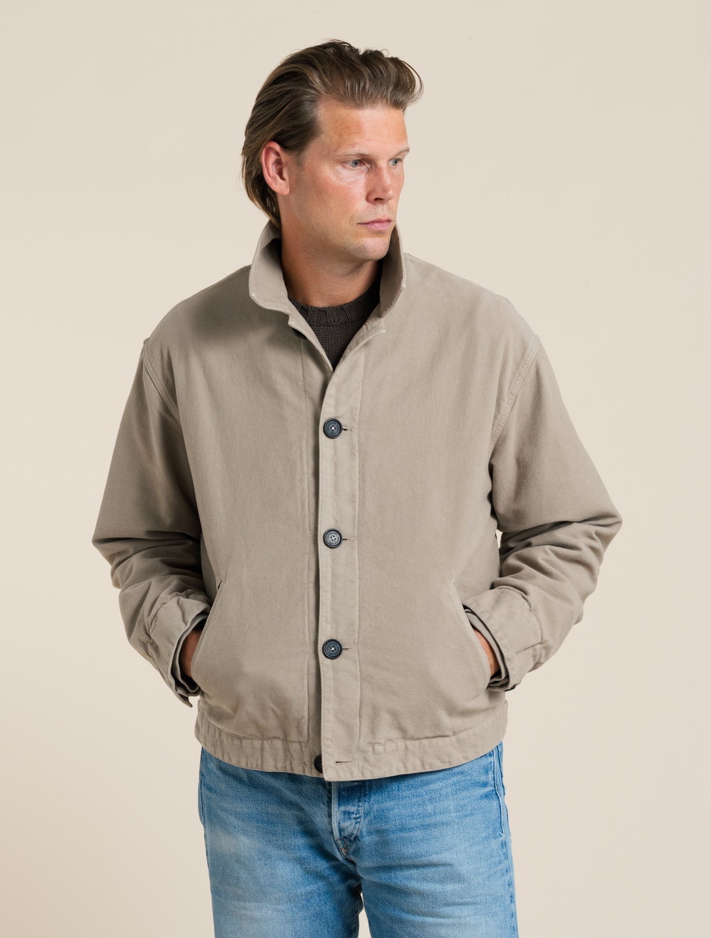 Cadillac Padded Moleskin Jacket beige Massimo Alba Outerwear S