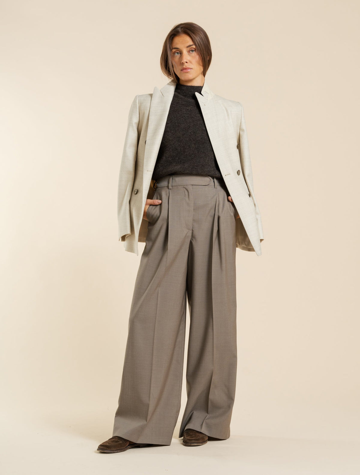 Carlo Fresh Wool Trousers Brown Fedeli Trousers IT 38