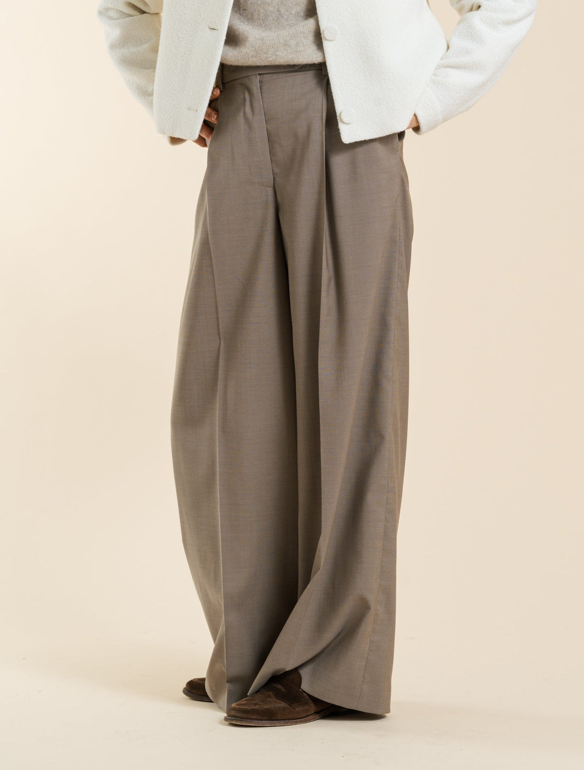 Carlo Fresh Wool Trousers Brown Fedeli Trousers IT 38
