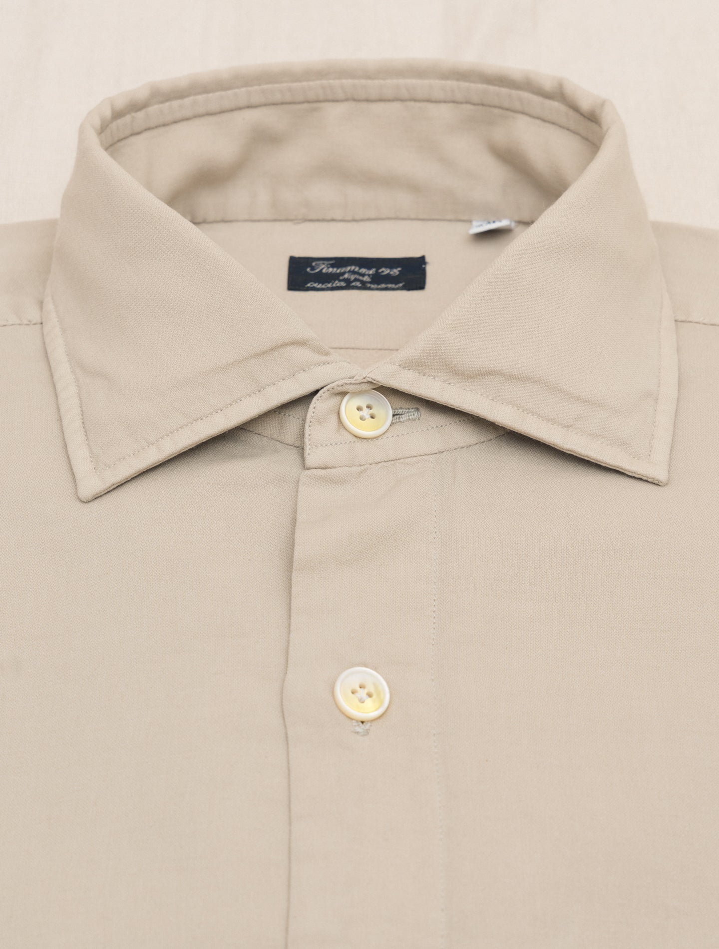 Carlo Riva Cotton Cashmere Eduardo Shirt Beige Finamore Shirts 39