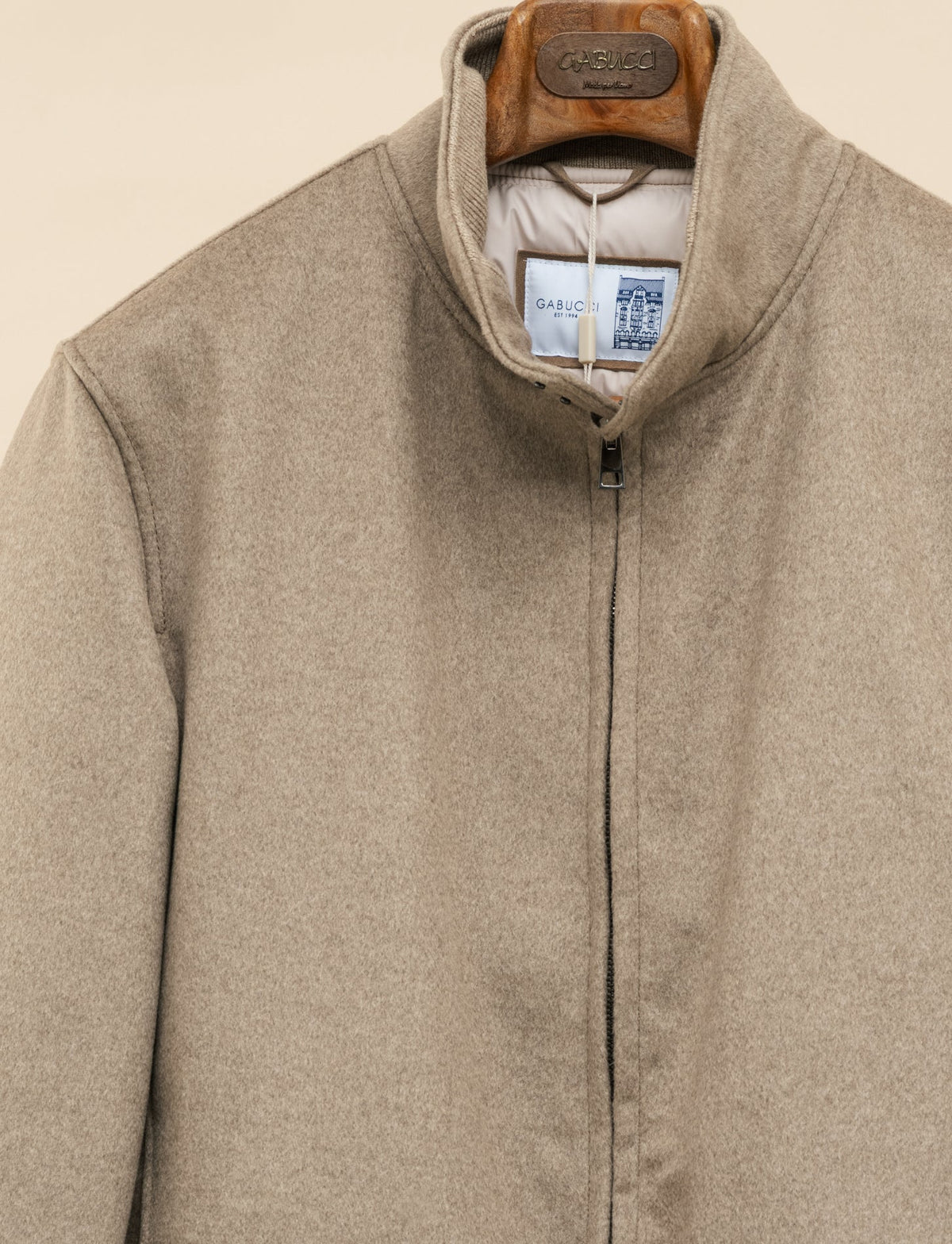 Cashmere Down Padded Bomber Tortora Gabucci Outerwear 50
